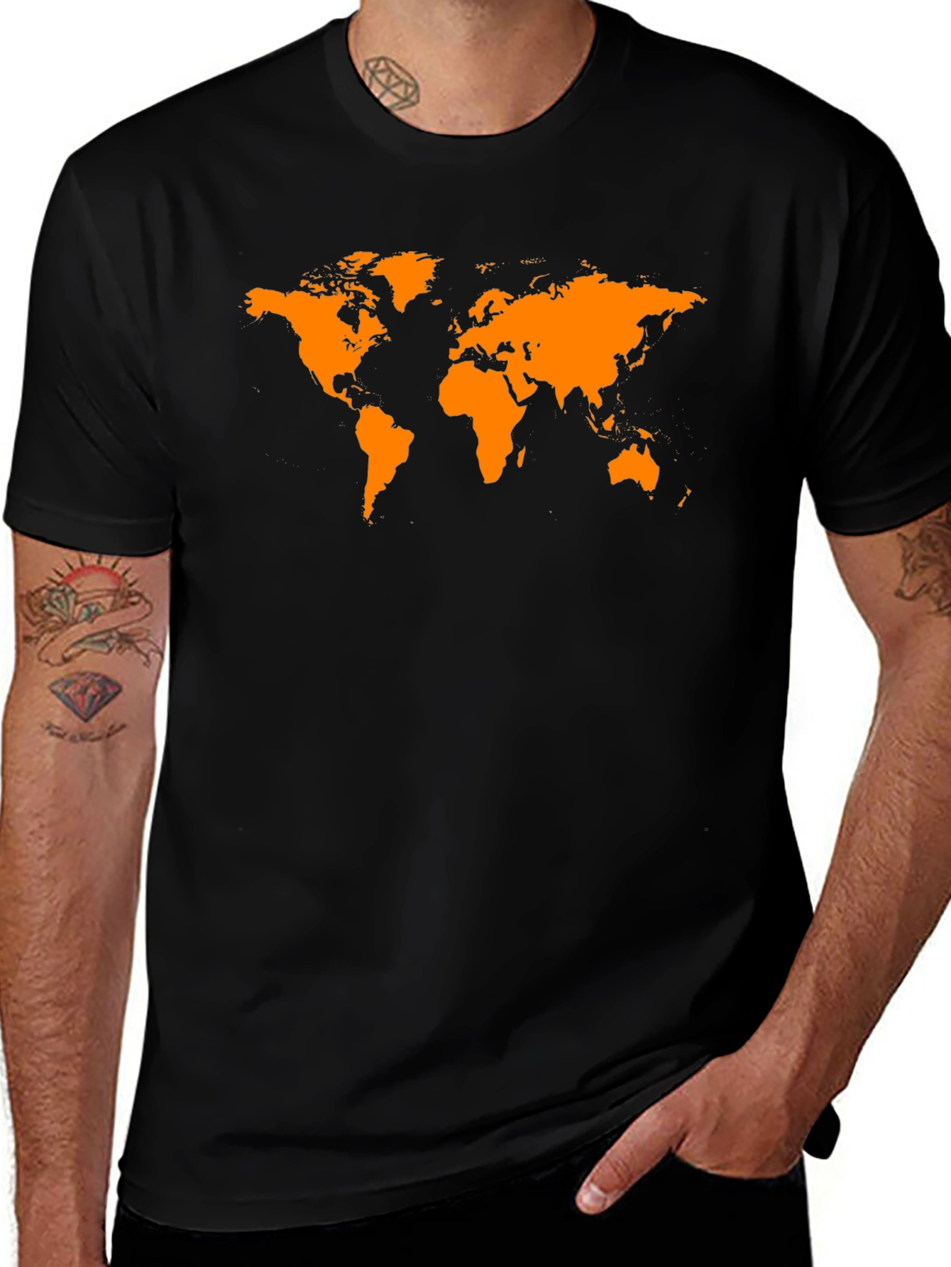 Variant 19 of World Map Graphic Tee - Black Casual T-Shirt