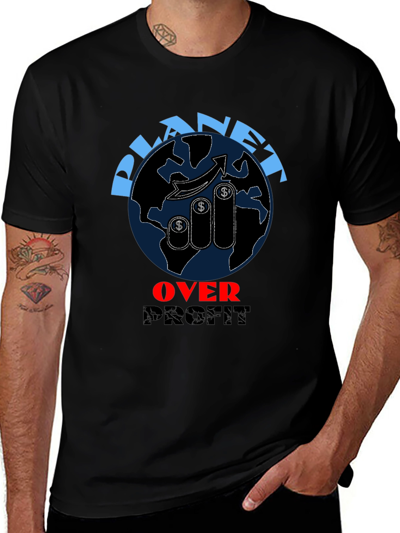 Variant 14 of Planet Over Profit Graphic T-Shirt - Eco Conscious Fashion