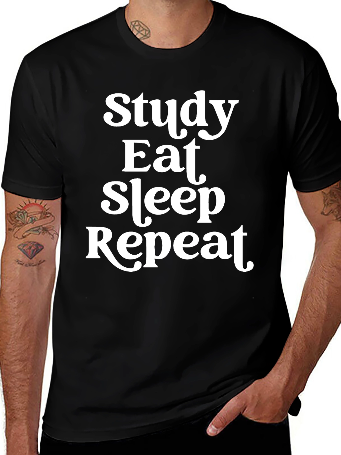 Variant 23 of Study Eat Sleep Repeat T-Shirt Funny Slogan Tee
