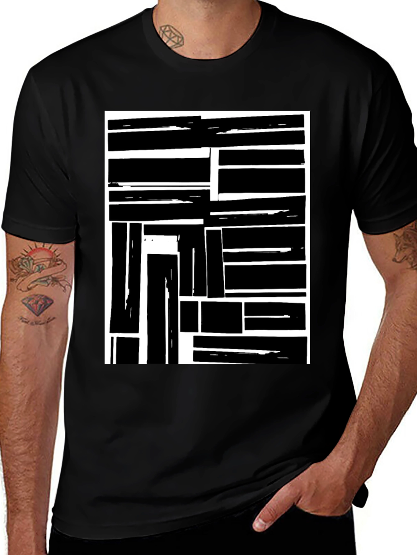 Variant 6 of Abstract Block Pattern Black T-Shirt