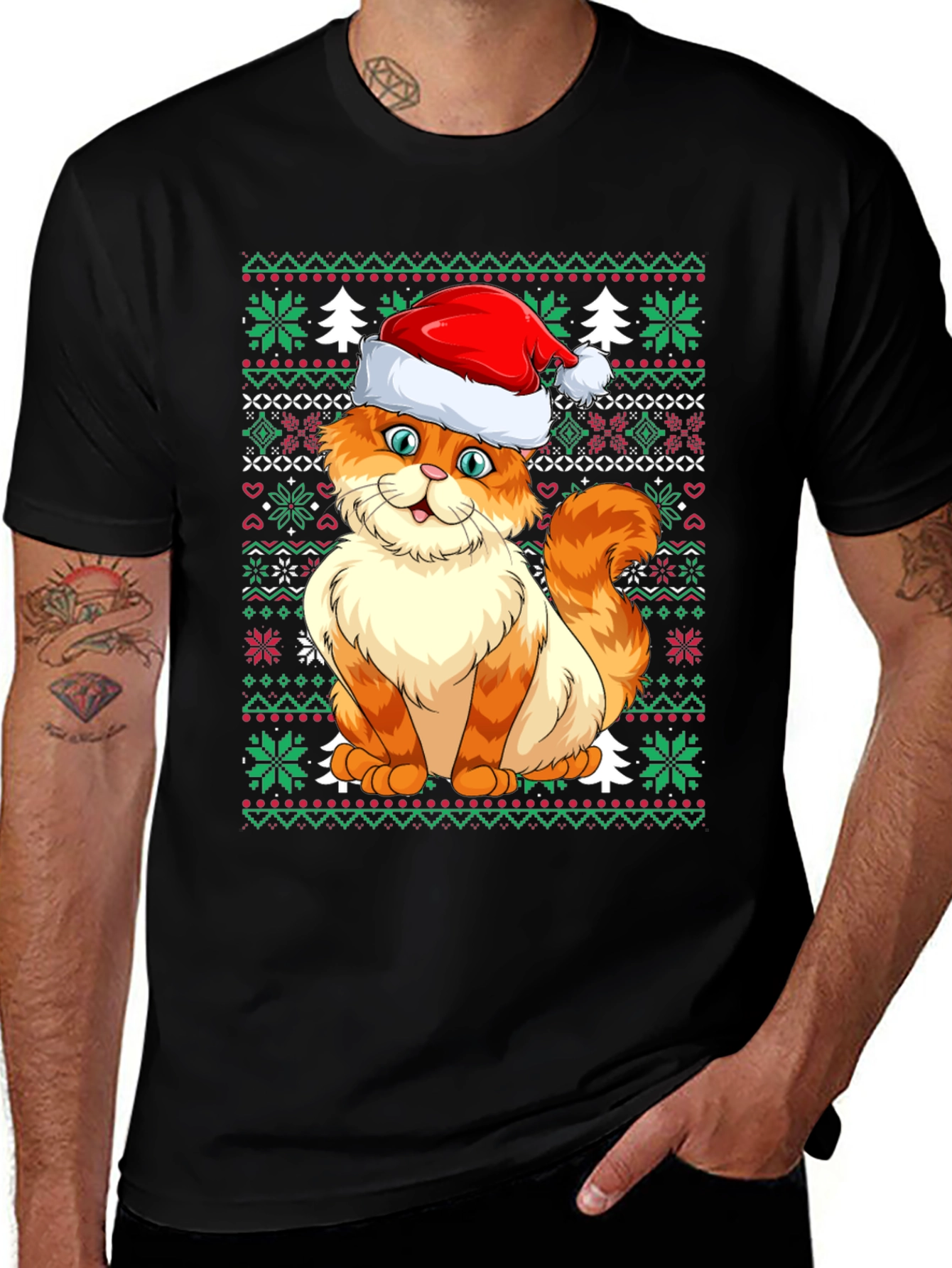 Festive Cat Christmas T-Shirt