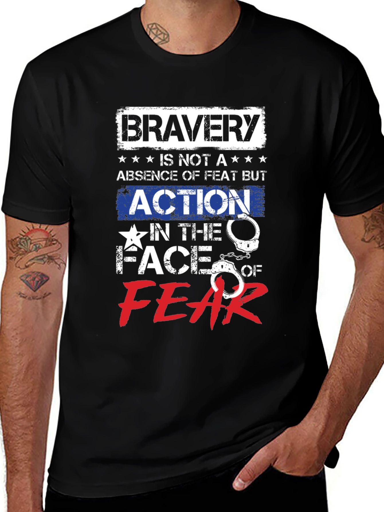 Variant 16 of Bravery Action Face Fear Graphic T-Shirt