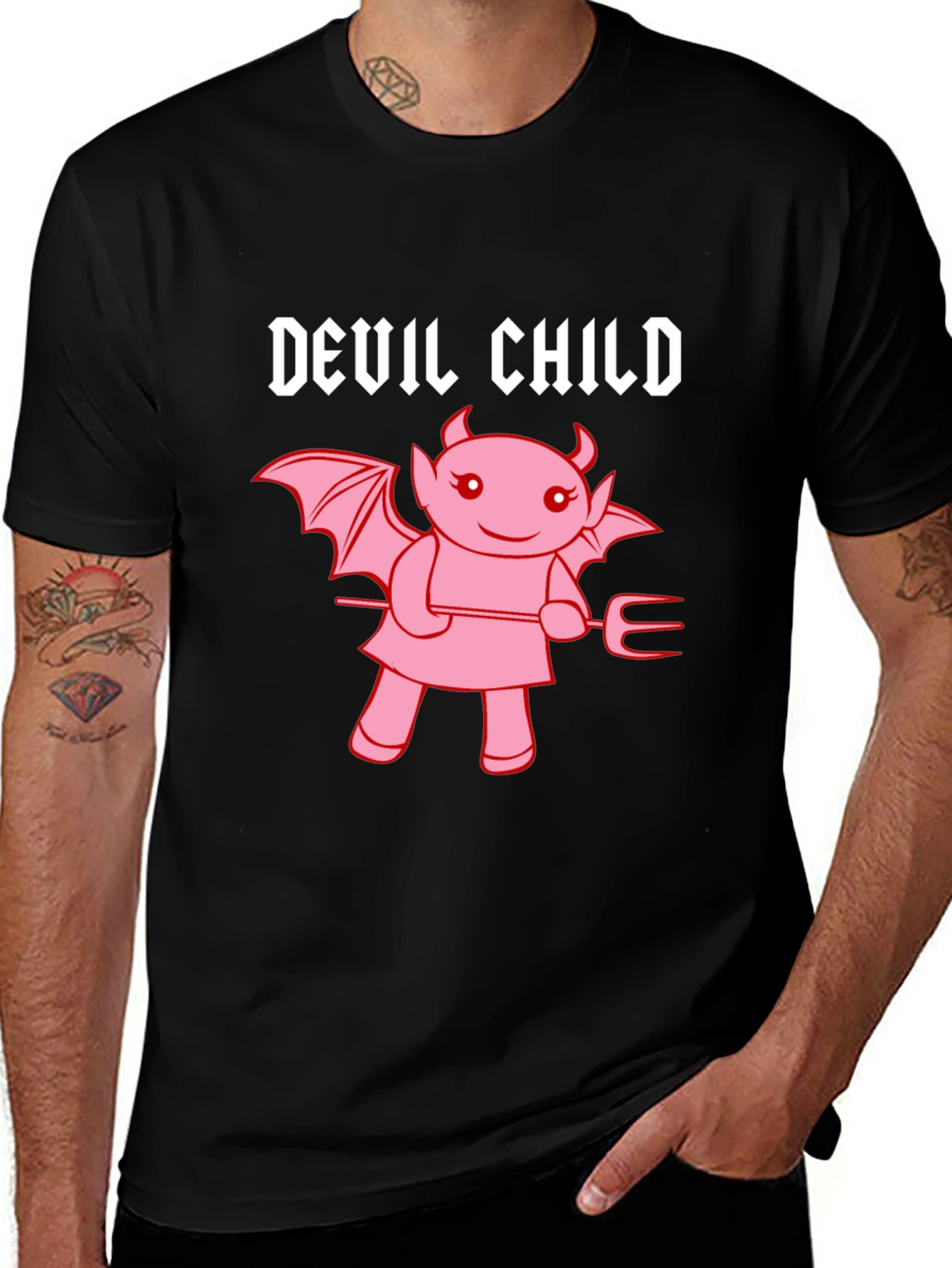 Variant 30 of Devil Child Graphic Tee - Unisex Black T-Shirt