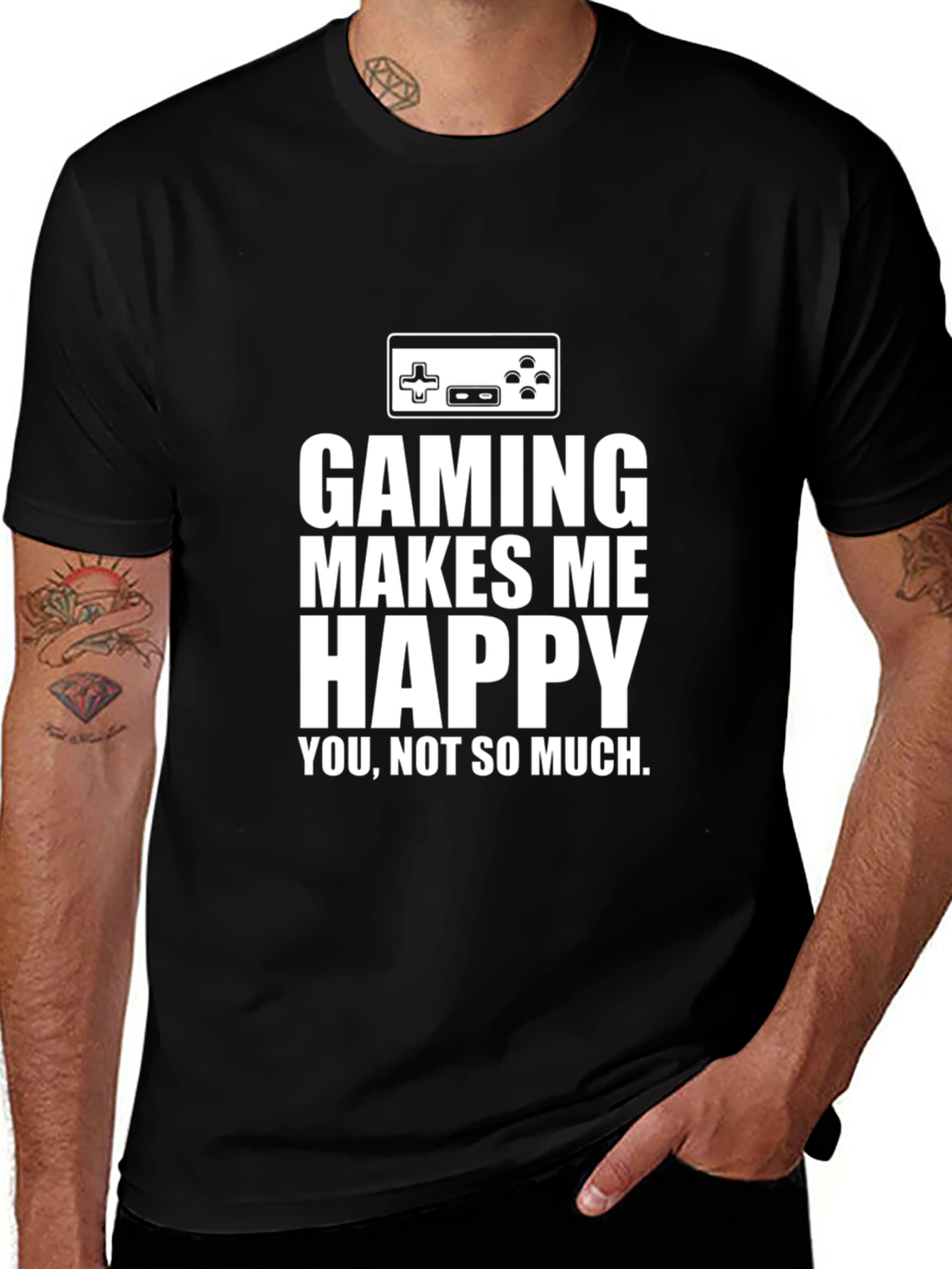 Variant 26 of Gaming Makes Me Happy T-Shirt Black Cotton