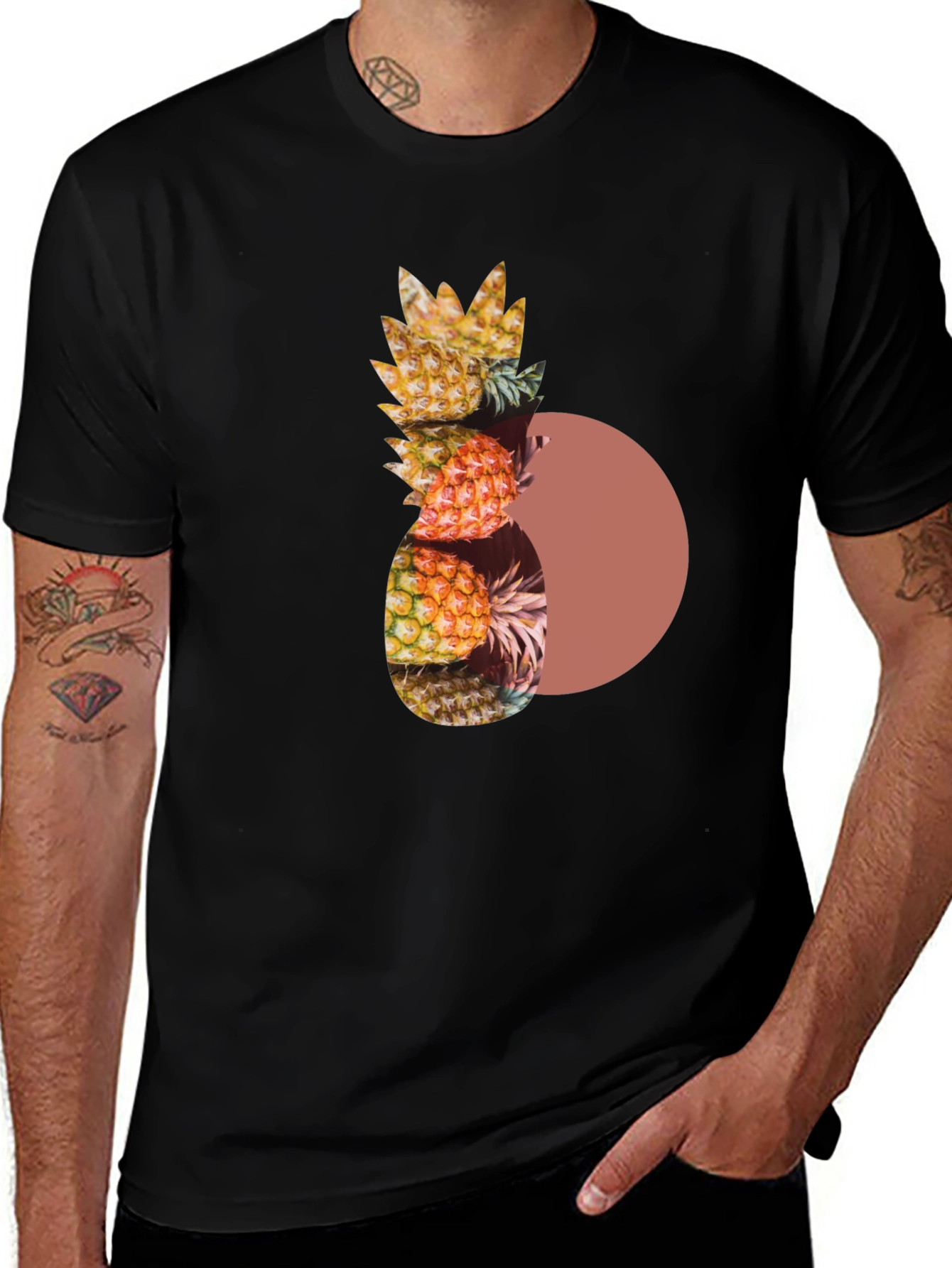 Variant 28 of Pineapple Print Crew Neck T-Shirt
