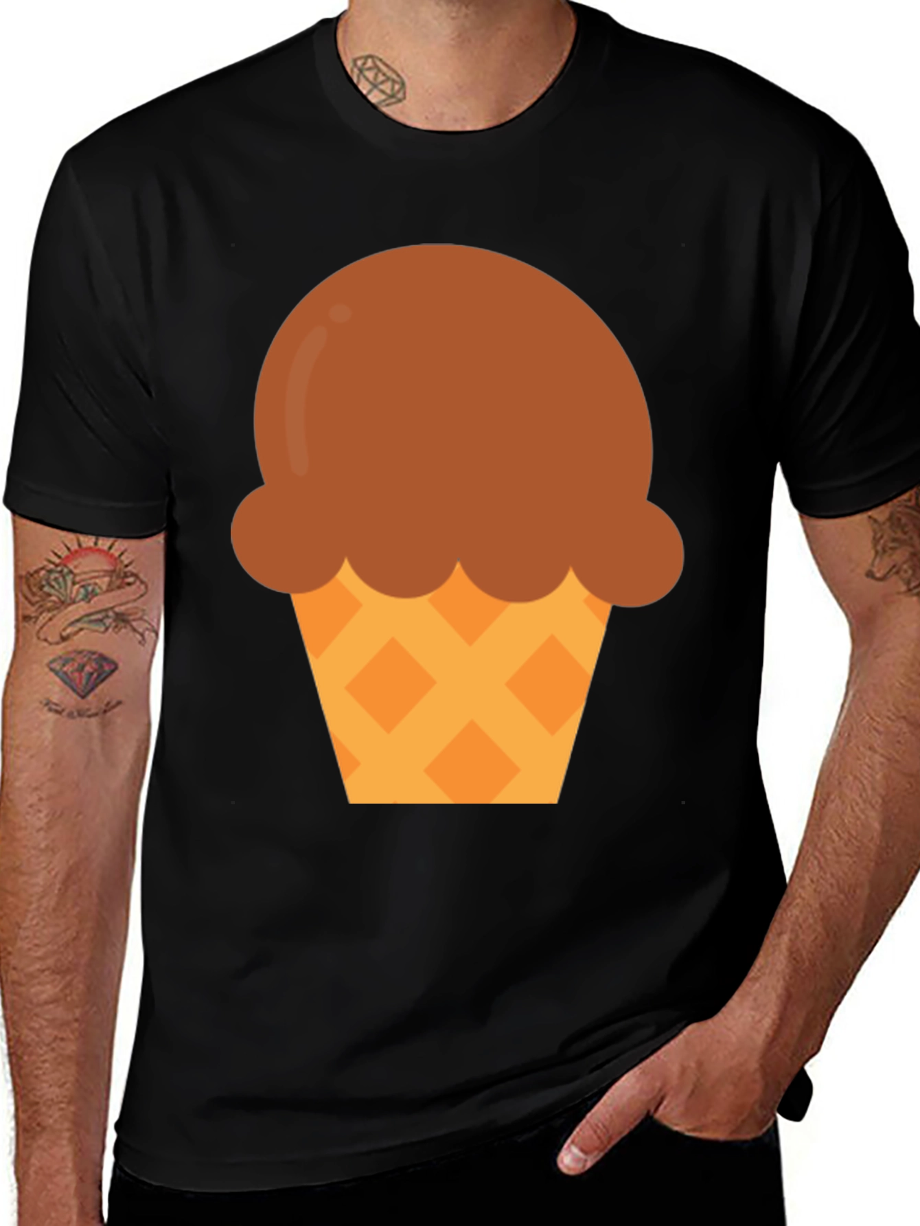 Variant 20 of Ice Cream Graphic Tee - Black Cotton Comfort