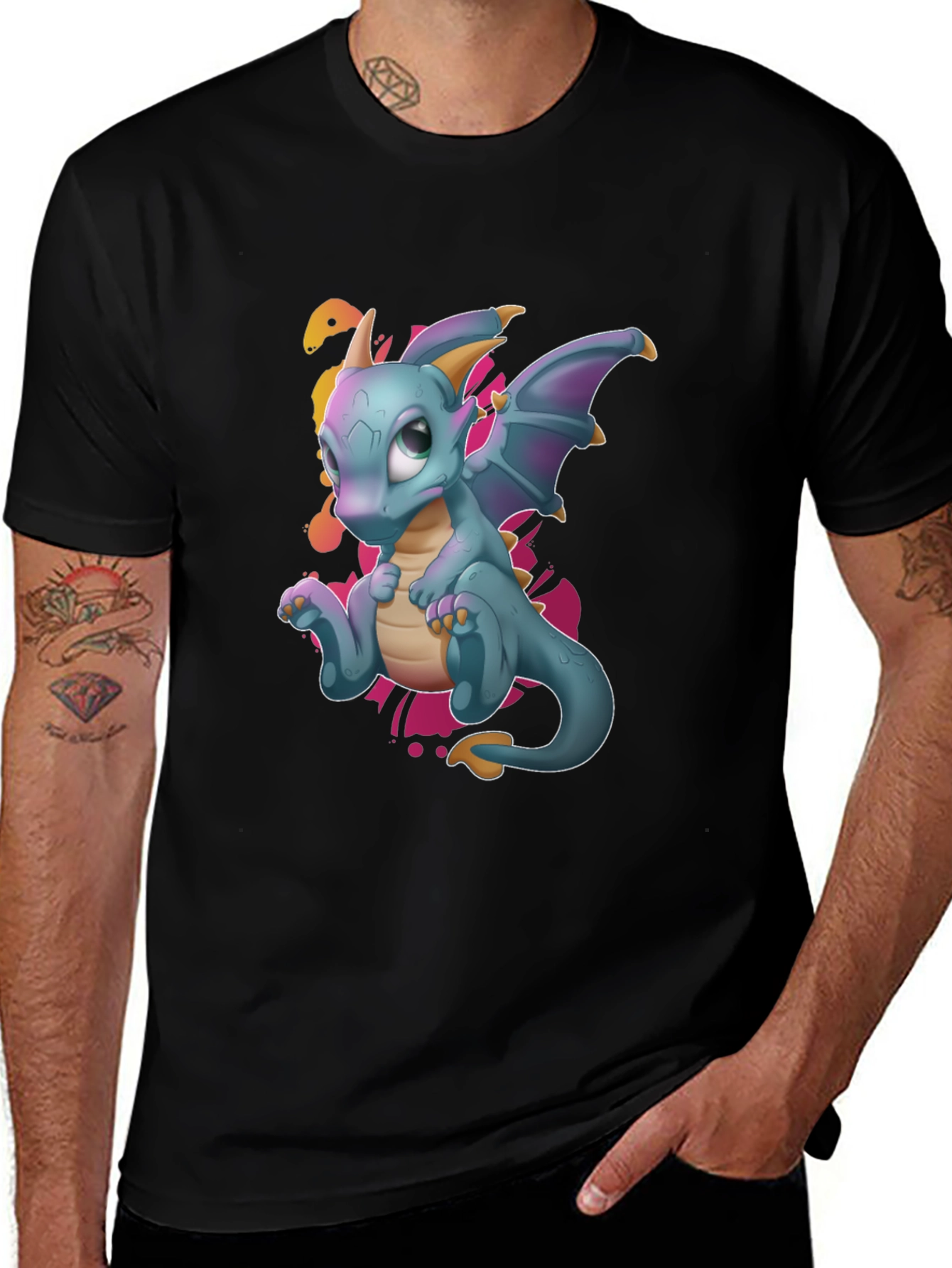 Variant 19 of Cute Dragon Graphic Tee - Black T-Shirt