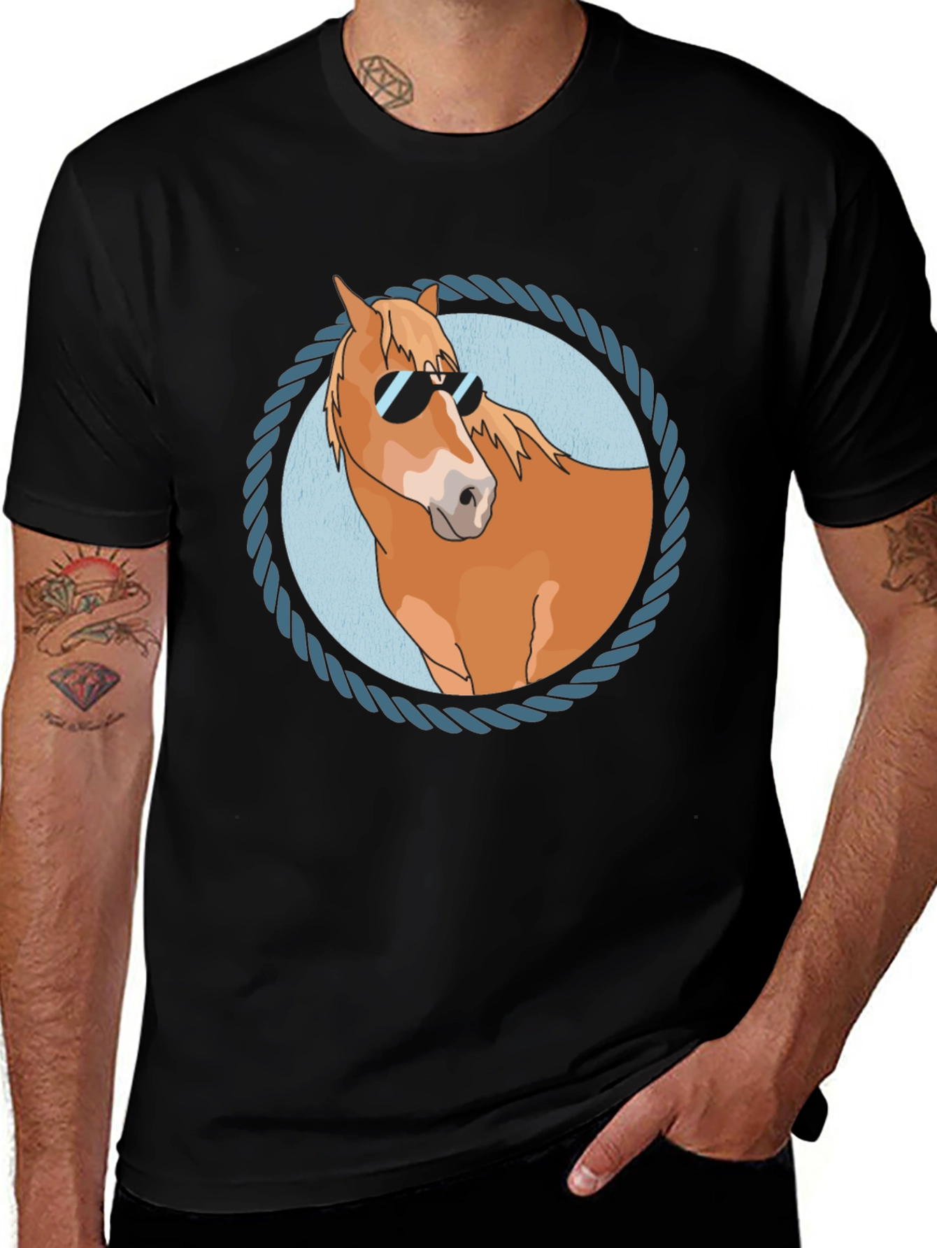 Variant 16 of Cool Horse Graphic Tee - Black