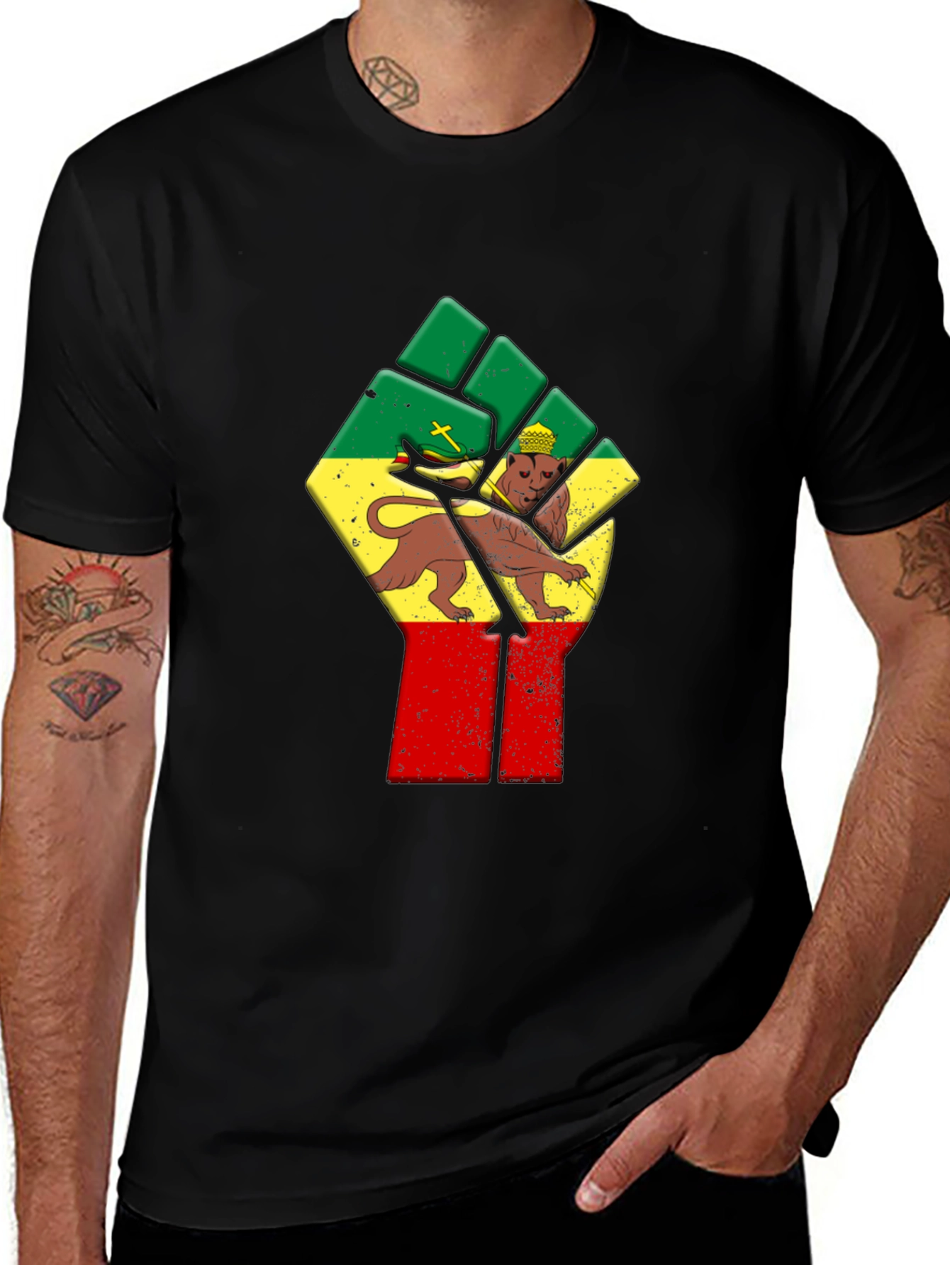 Variant 5 of Rasta Lion Fist Graphic Tee