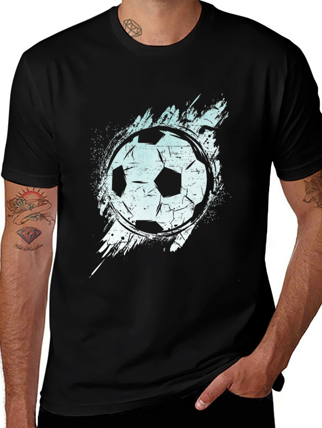 Variant 18 of Soccer Ball Graphic T-Shirt - Black