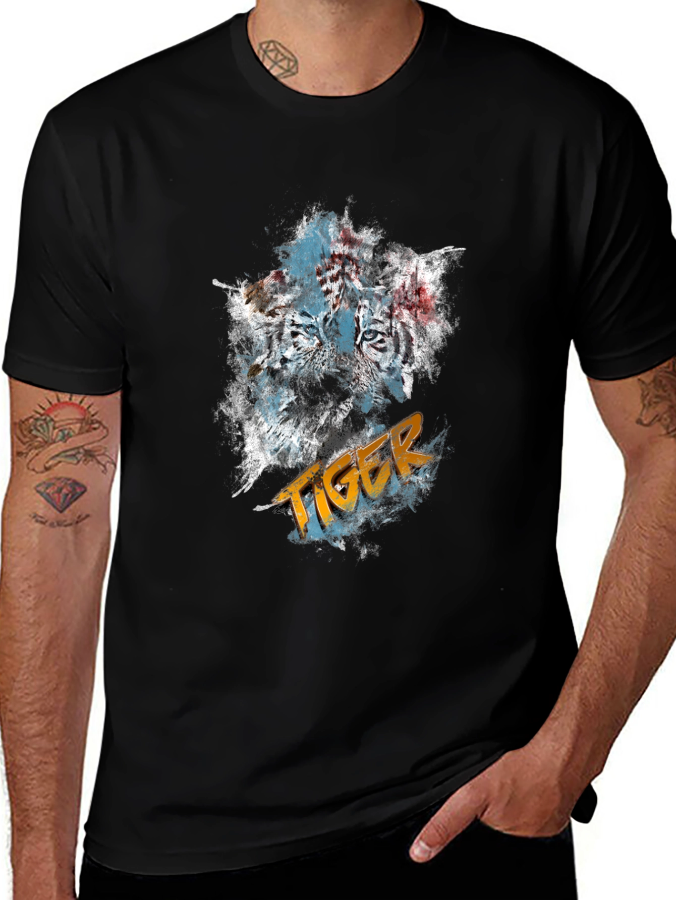 Variant 5 of Abstract Tiger Graphic Black T-Shirt