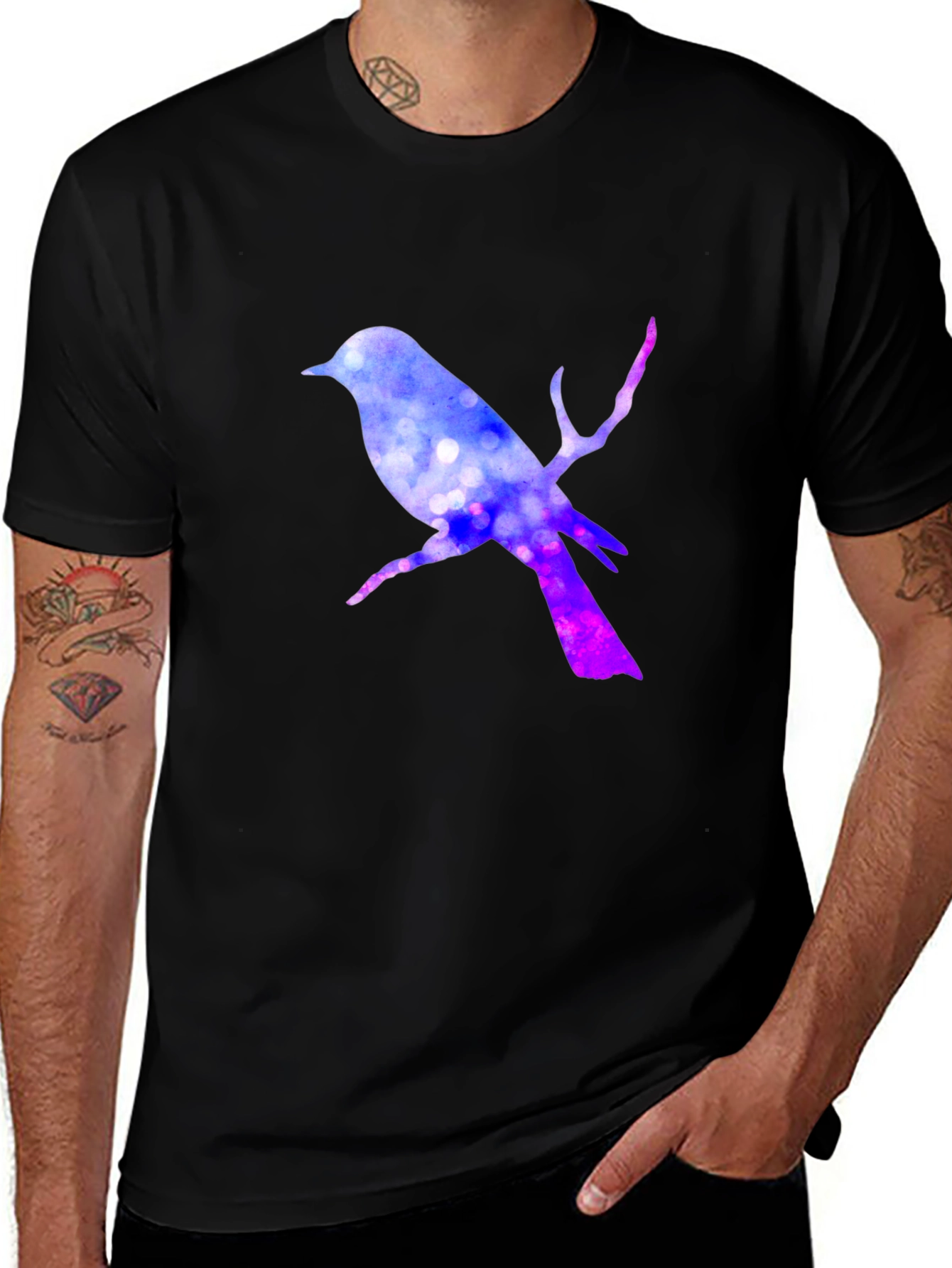 Variant 5 of Bird Silhouette T-Shirt - Galaxy Design