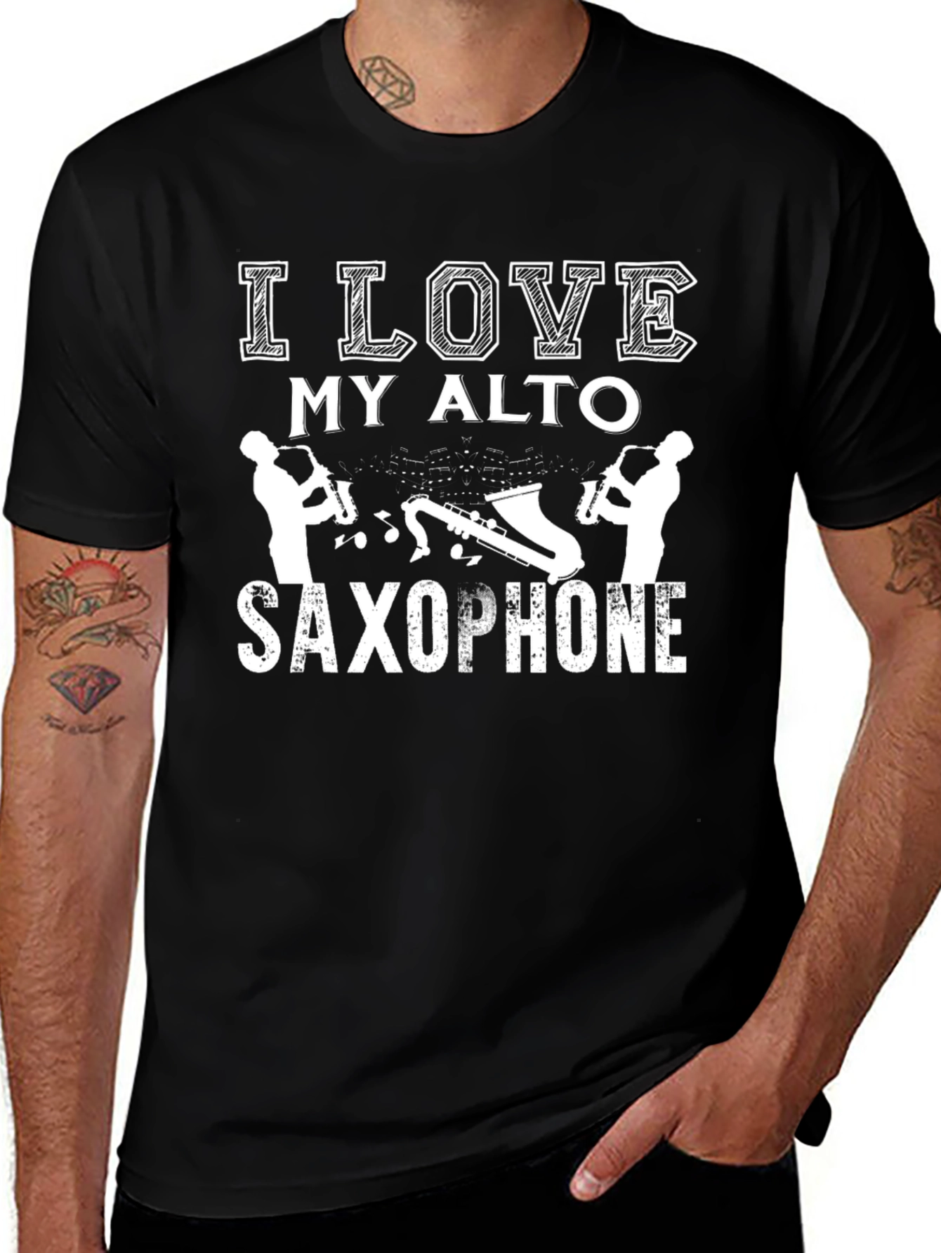 Variant 17 of I Love My Alto Saxophone Black T-Shirt