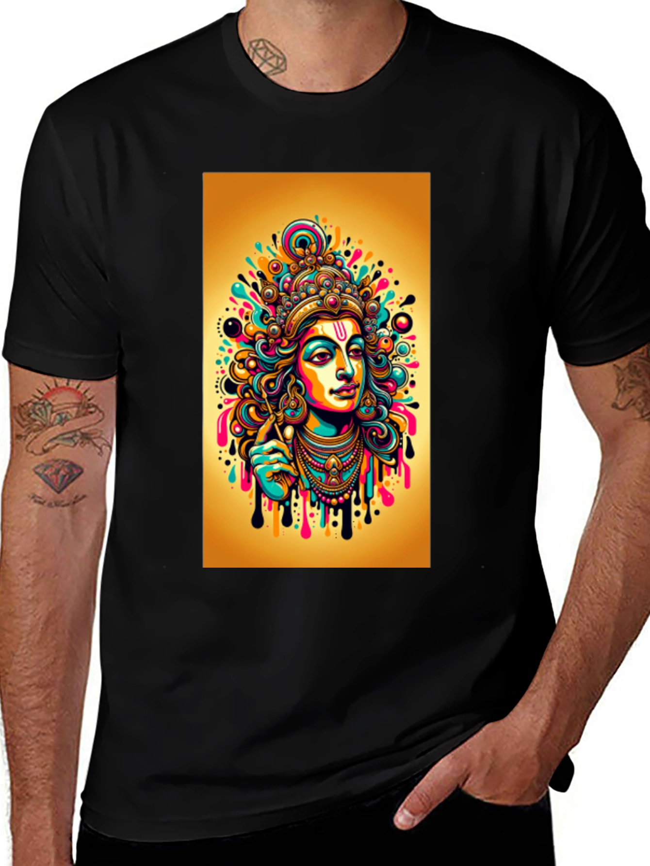 Krishna Graphic Tee - Vibrant Spiritual Art