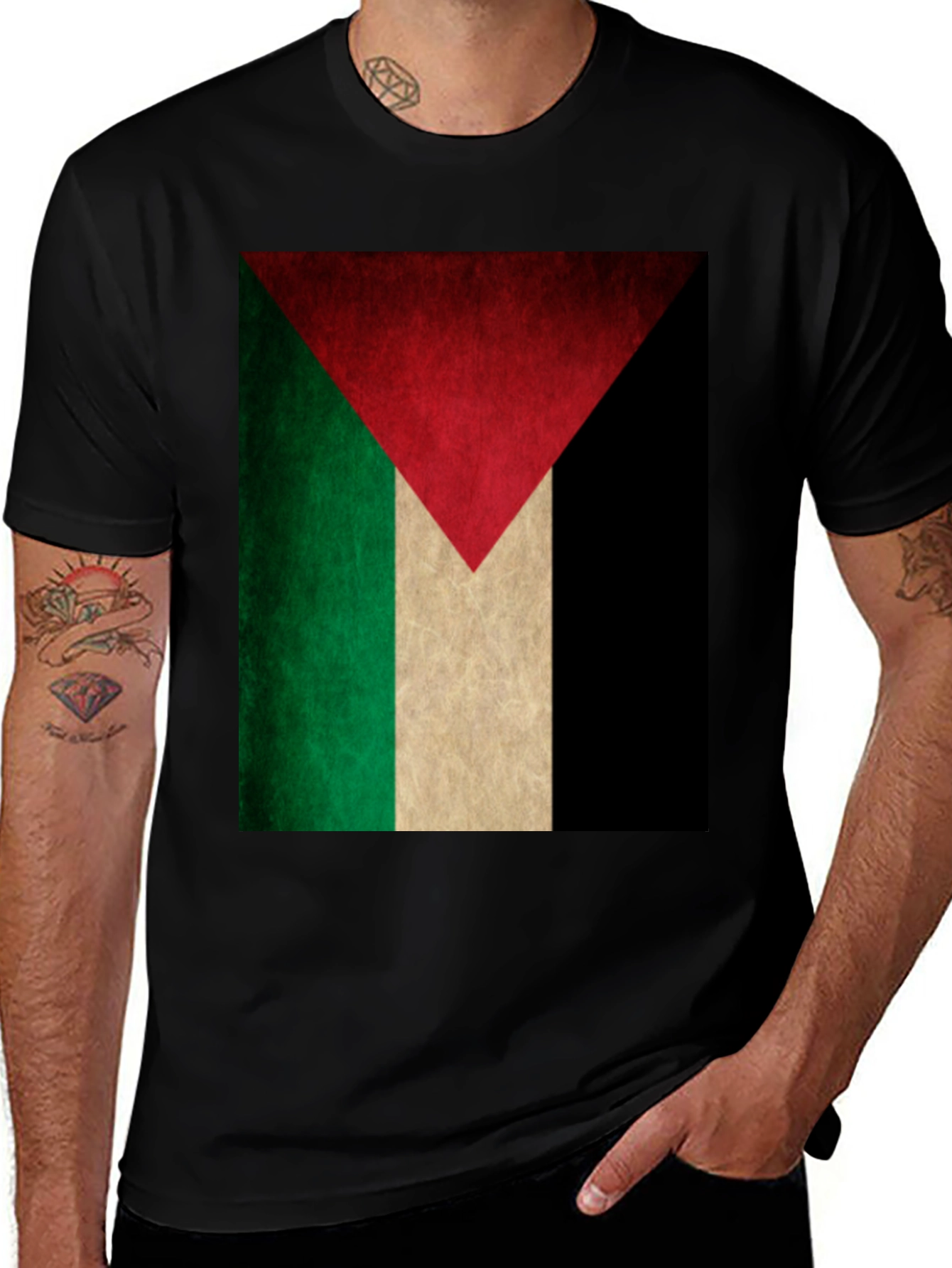 Palestine Flag Graphic Tee - Black T-Shirt