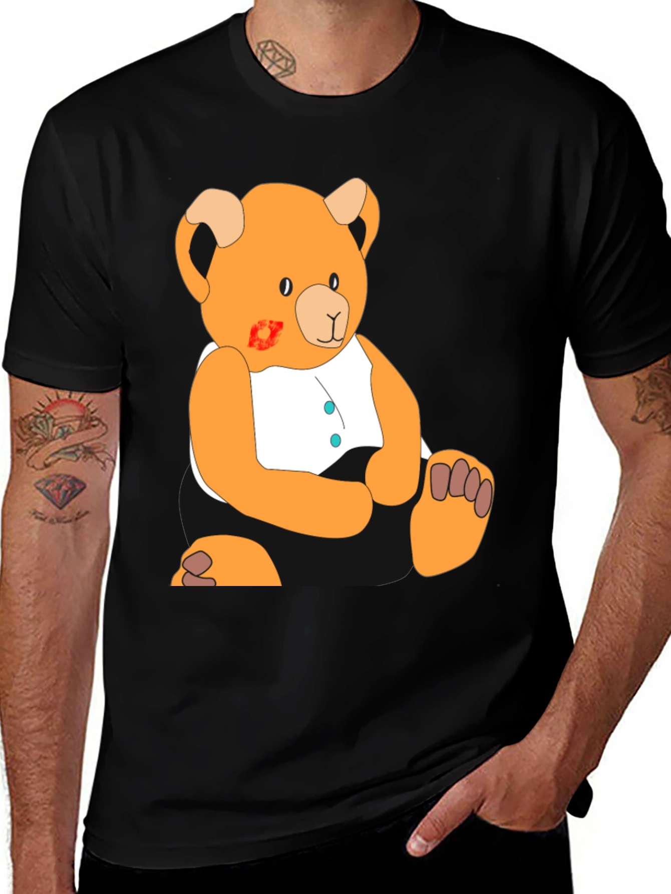 Variant 29 of Cute Teddy Bear Graphic Black T-Shirt