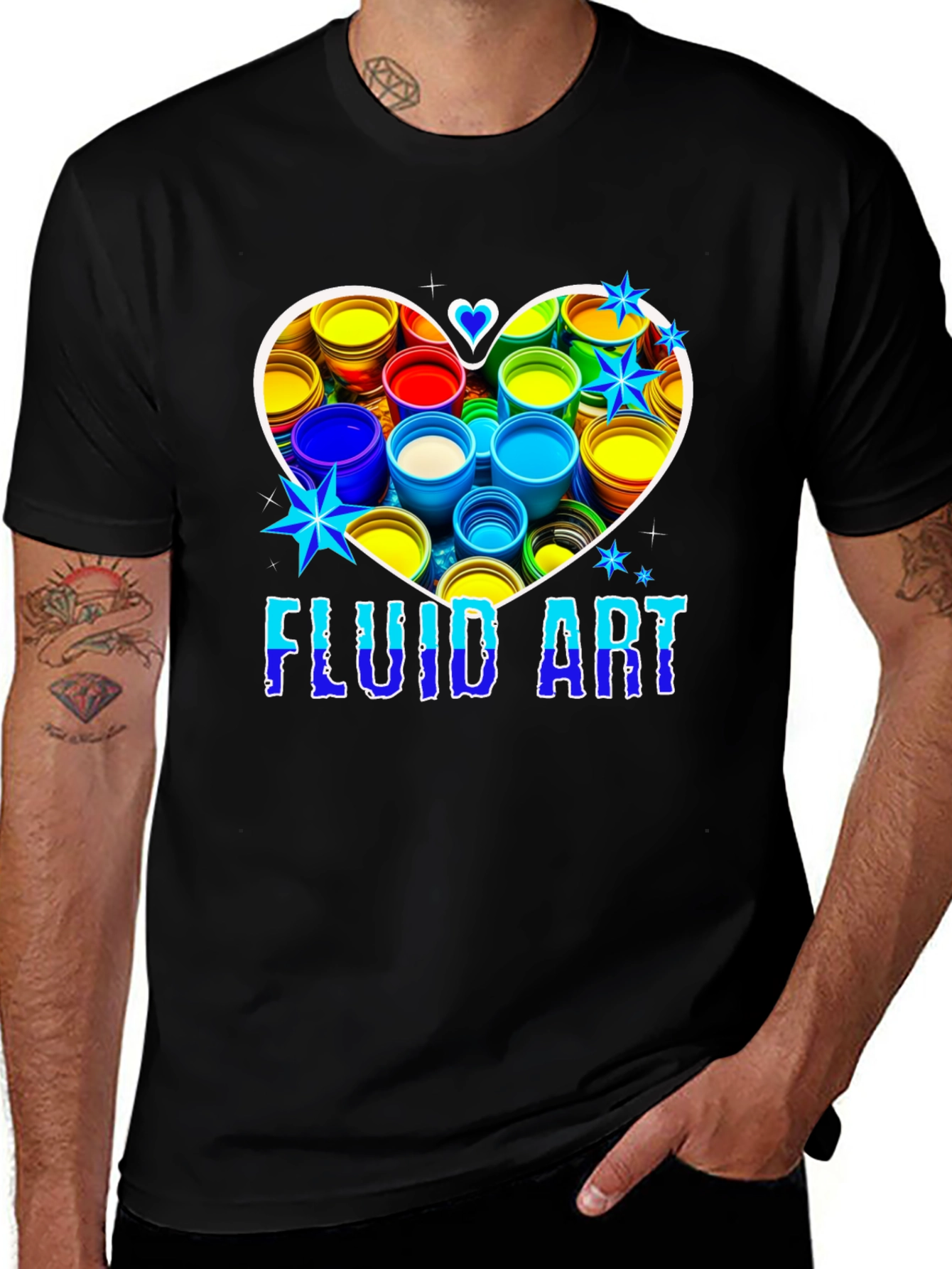 Variant 28 of Fluid Art T-Shirt Colorful Paint Heart Graphic Tee