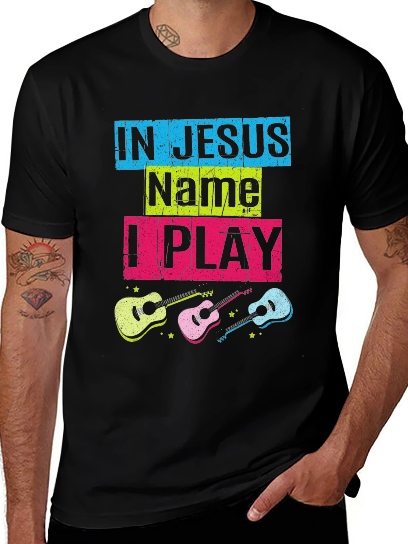 In Jesus Name I Play Guitar T-Shirt