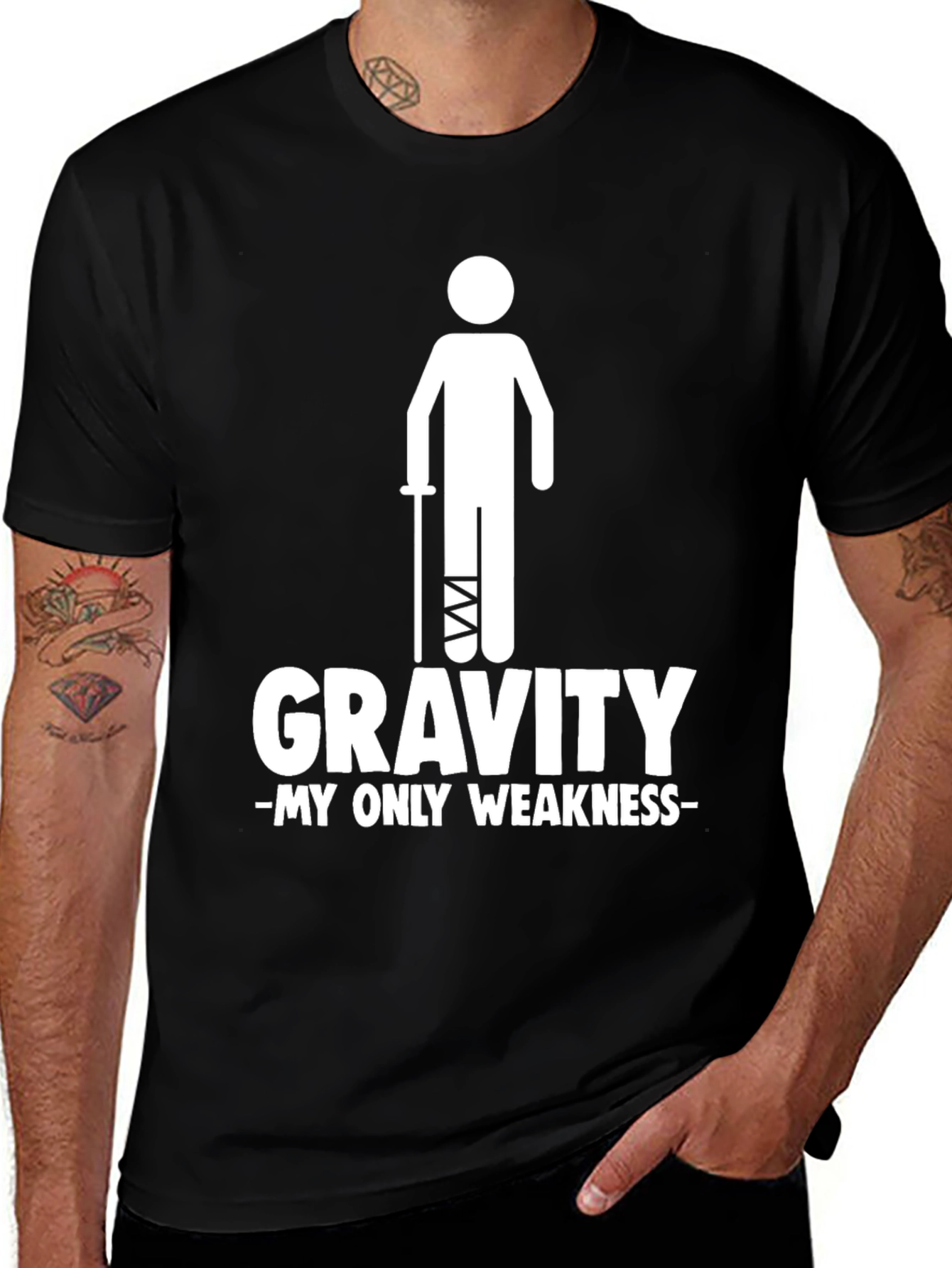 Variant 8 of Gravity My Only Weakness Funny Leg Injury T-Shirt