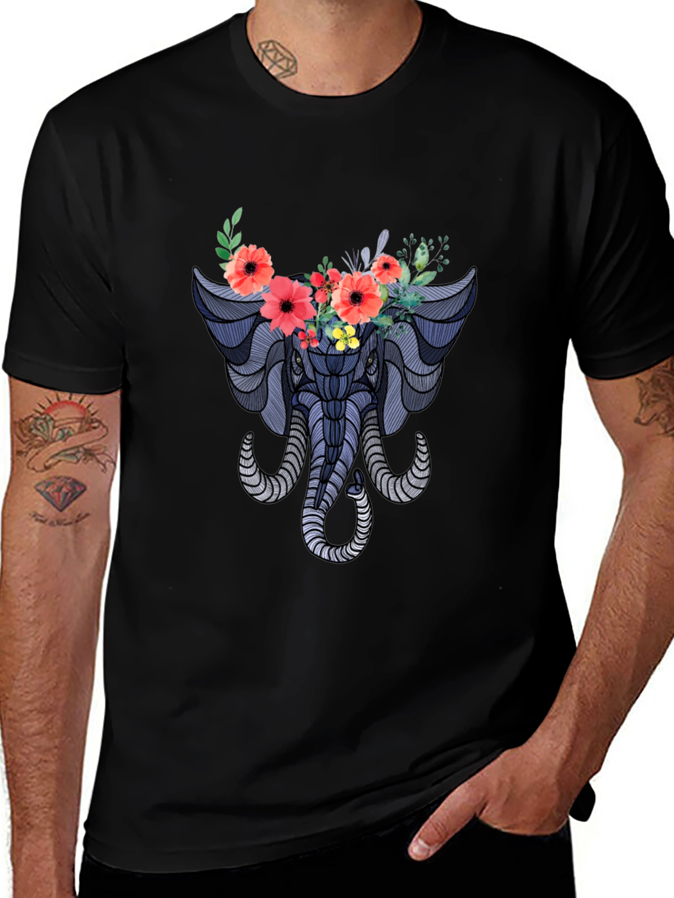 Variant 22 of Floral Elephant Graphic T-Shirt