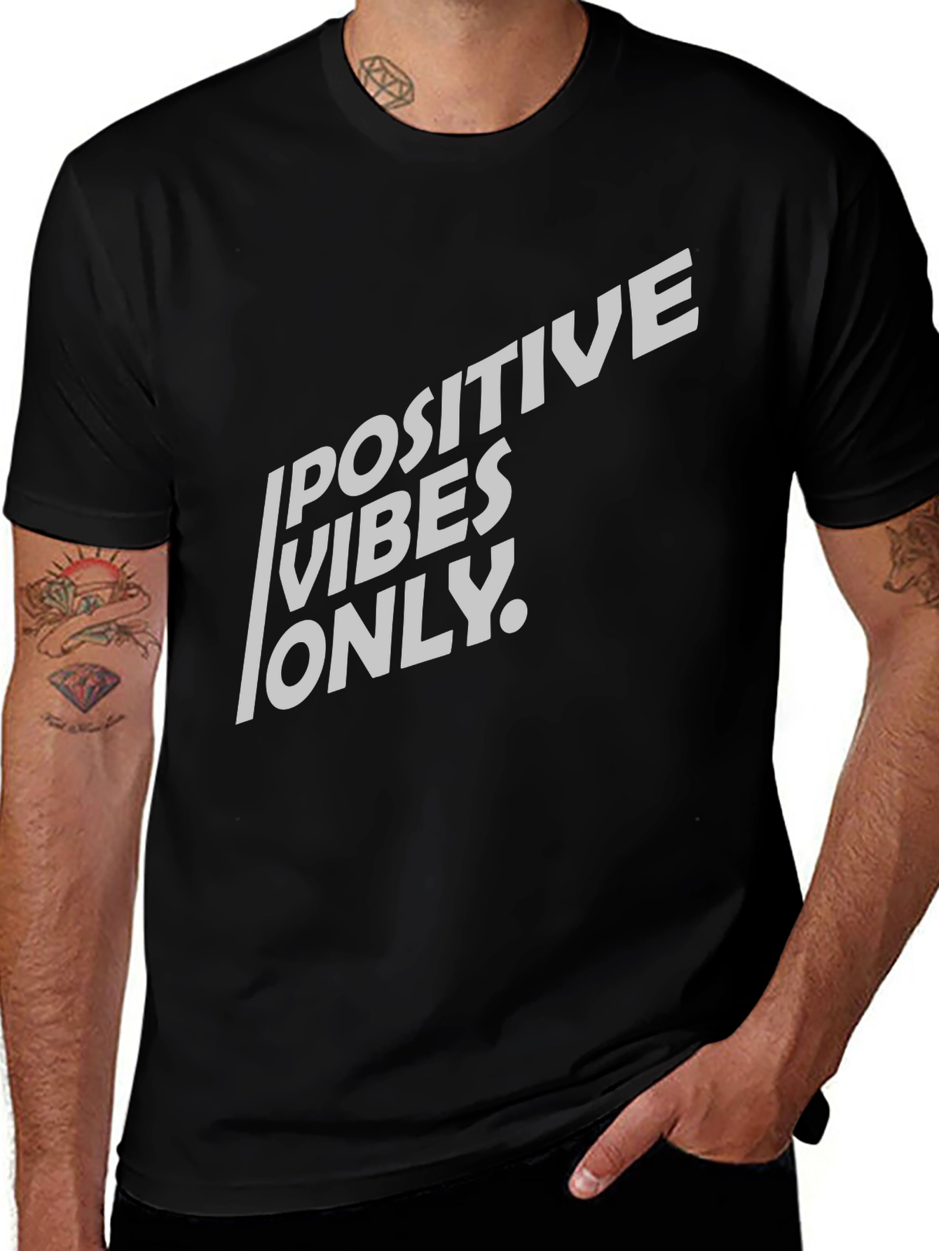 Variant 13 of Positive Vibes Only Graphic T-Shirt - Black