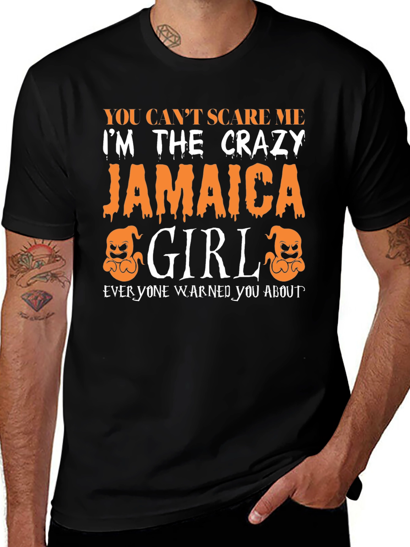 Crazy Jamaica Girl Graphic Tee - Halloween T-Shirt