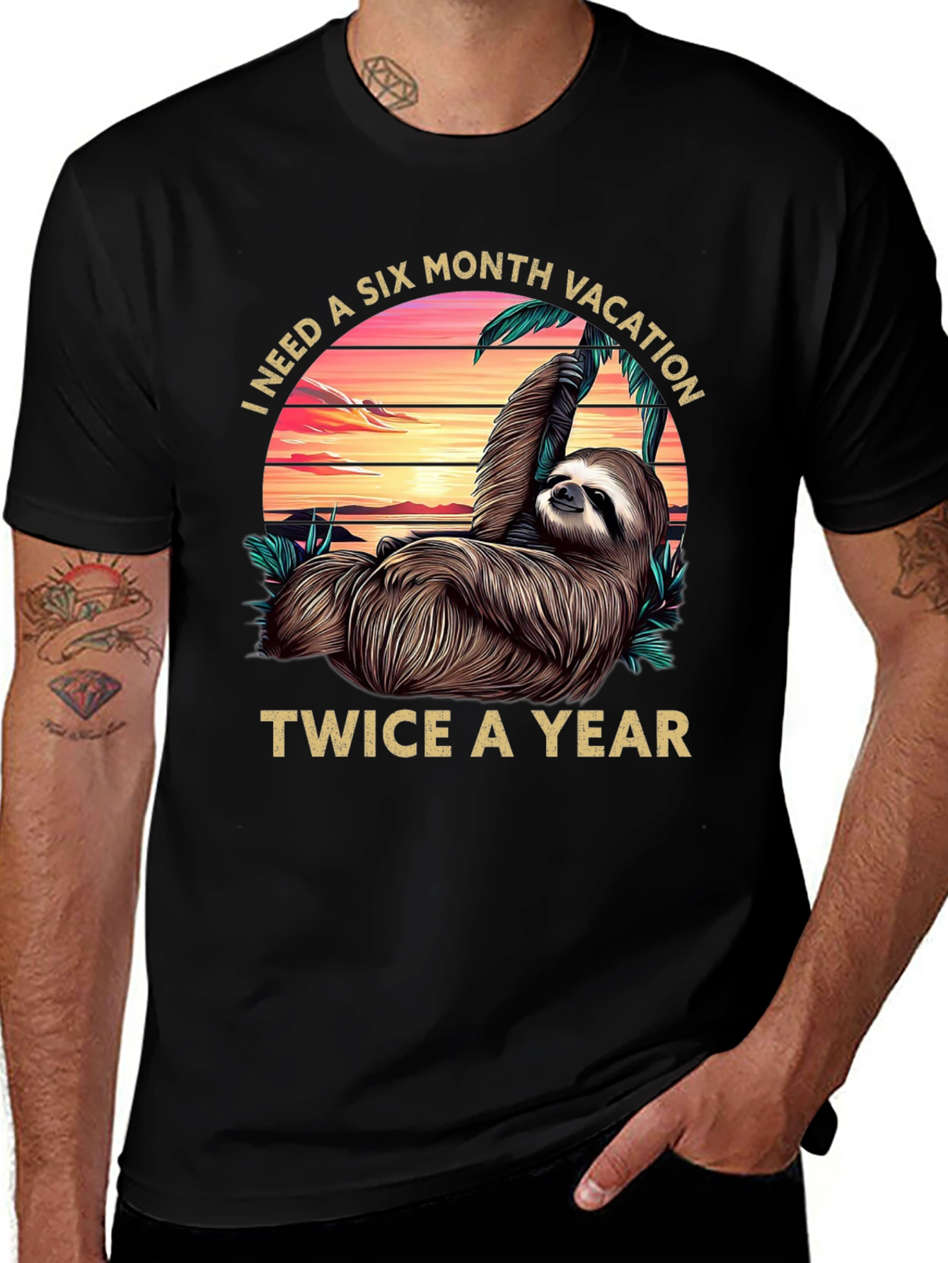 Variant 20 of Sloth Vacation T-Shirt: Six Month Getaway, Twice a Year!