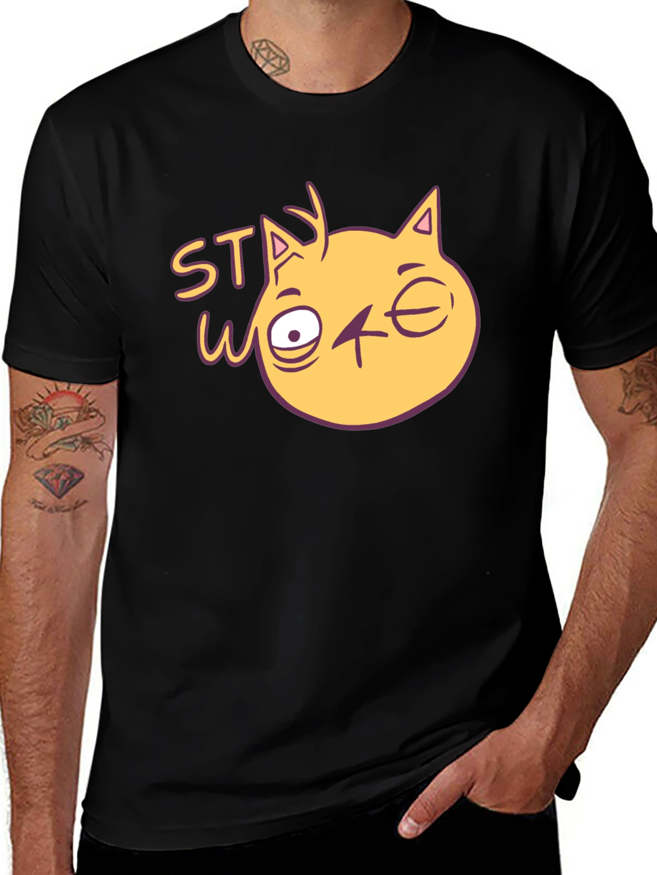 Variant 30 of Stay Woke Cat Graphic T-Shirt