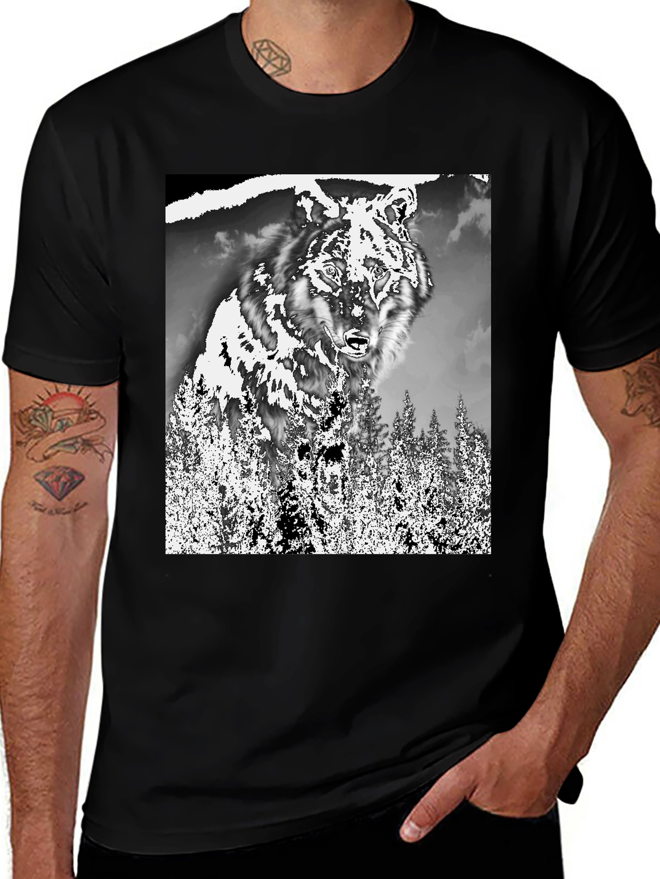 Variant 12 of Wolf in the Woods Graphic Tee - Black