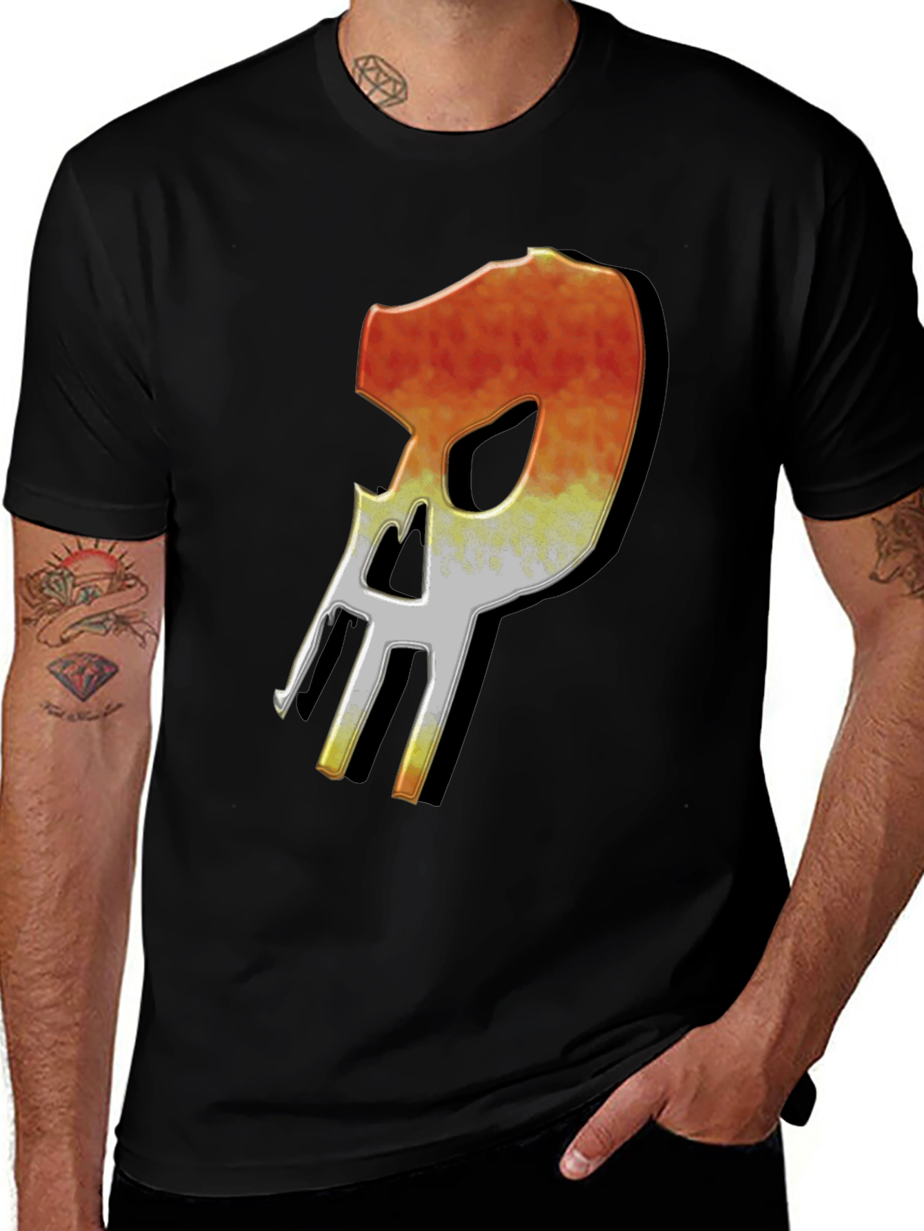 Black Fiery Skull Graphic T-Shirt - Modern Streetwear main image