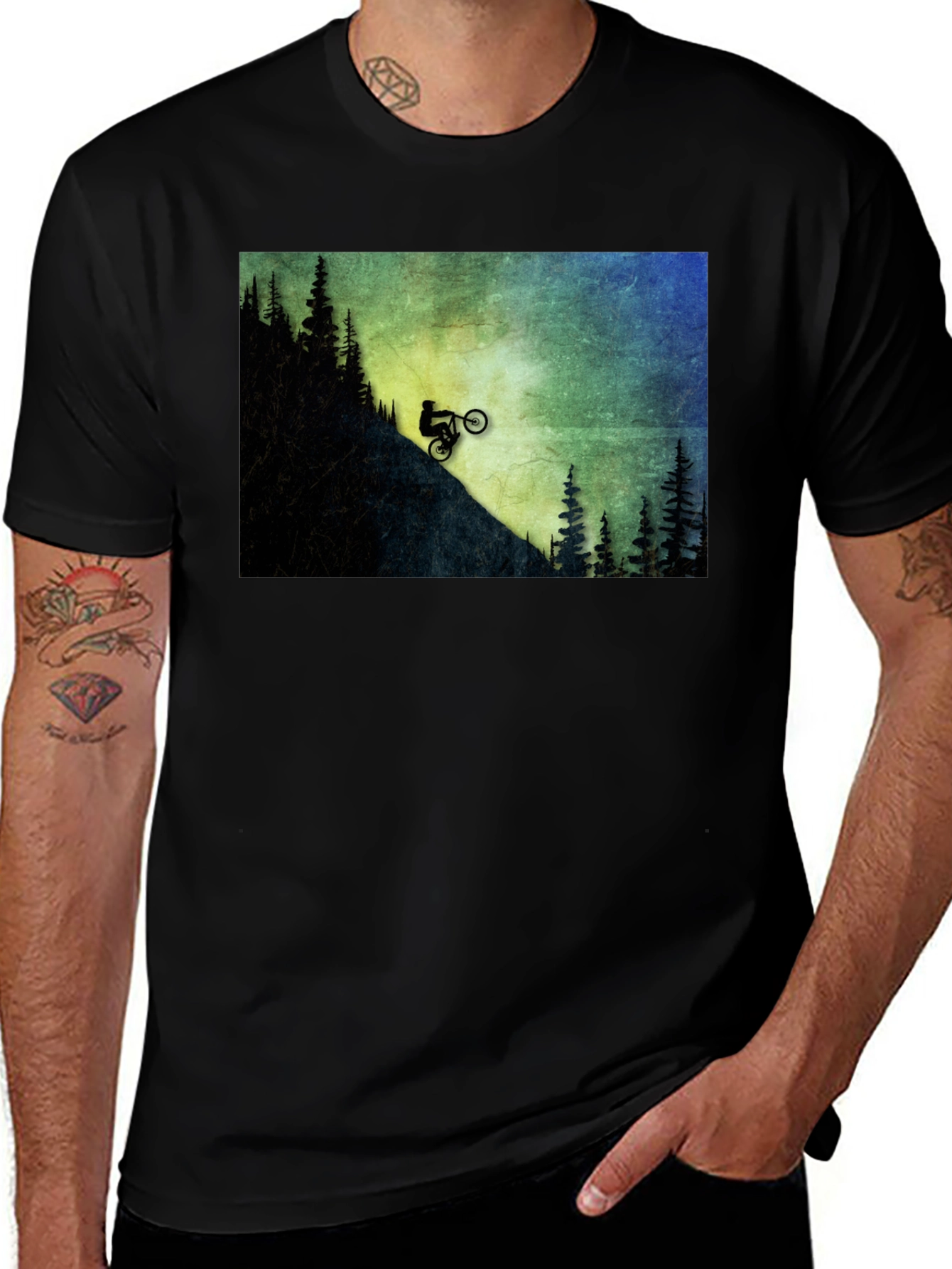 Mountain Biker Stunt T-Shirt - Black Graphic Tee