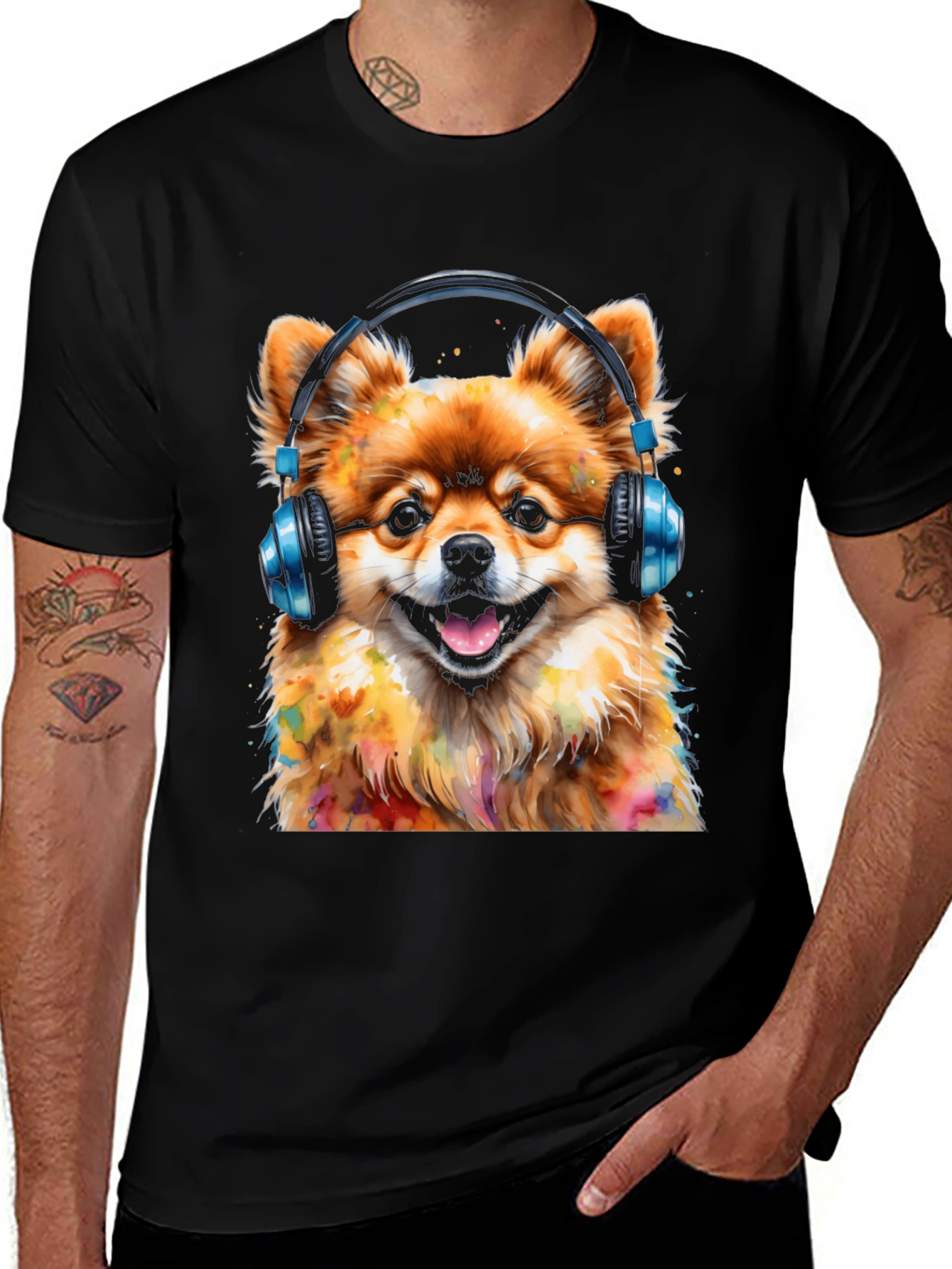 Variant 7 of Dog with Headphones Graphic T-Shirt