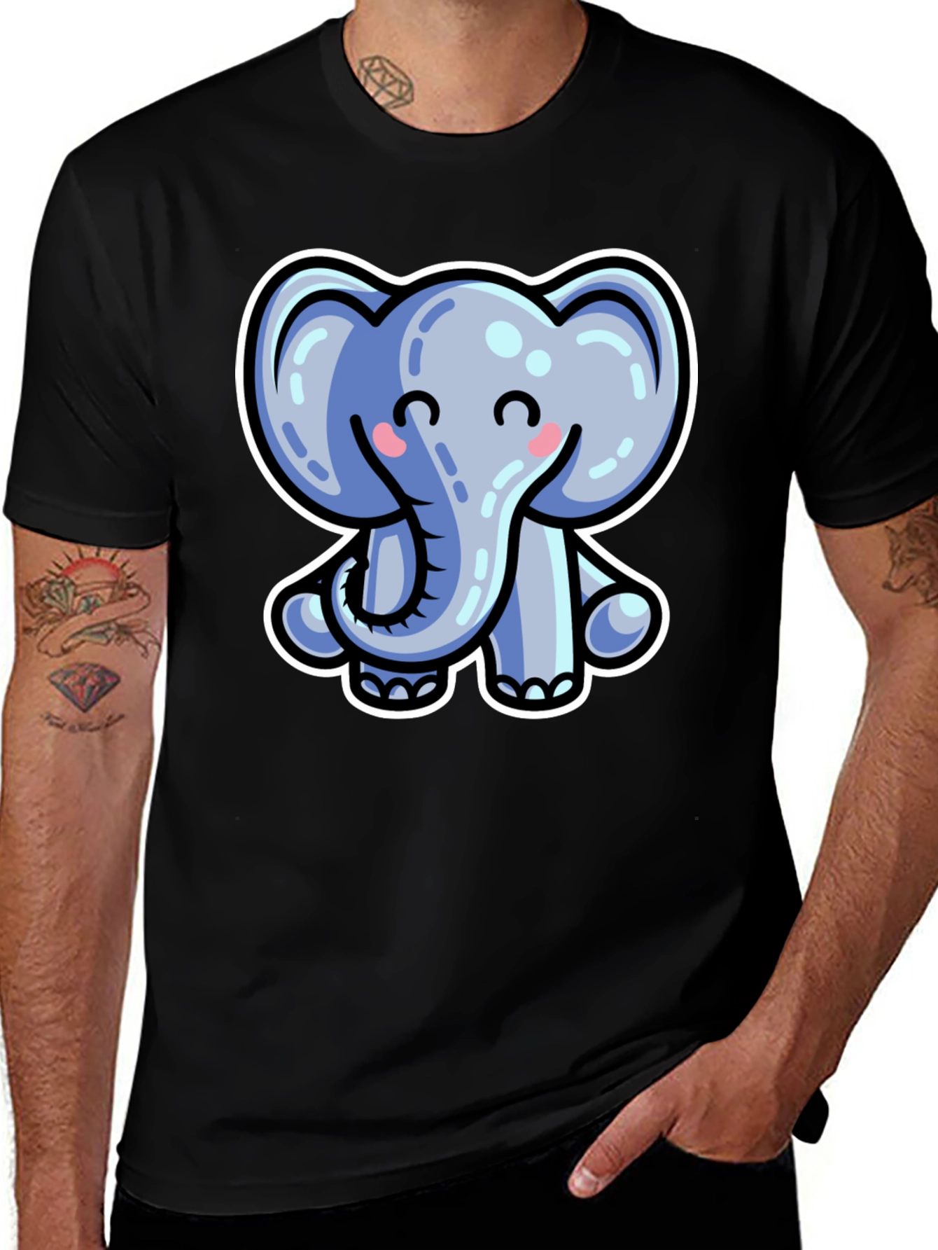 Variant 16 of Cute Cartoon Elephant Graphic Tee