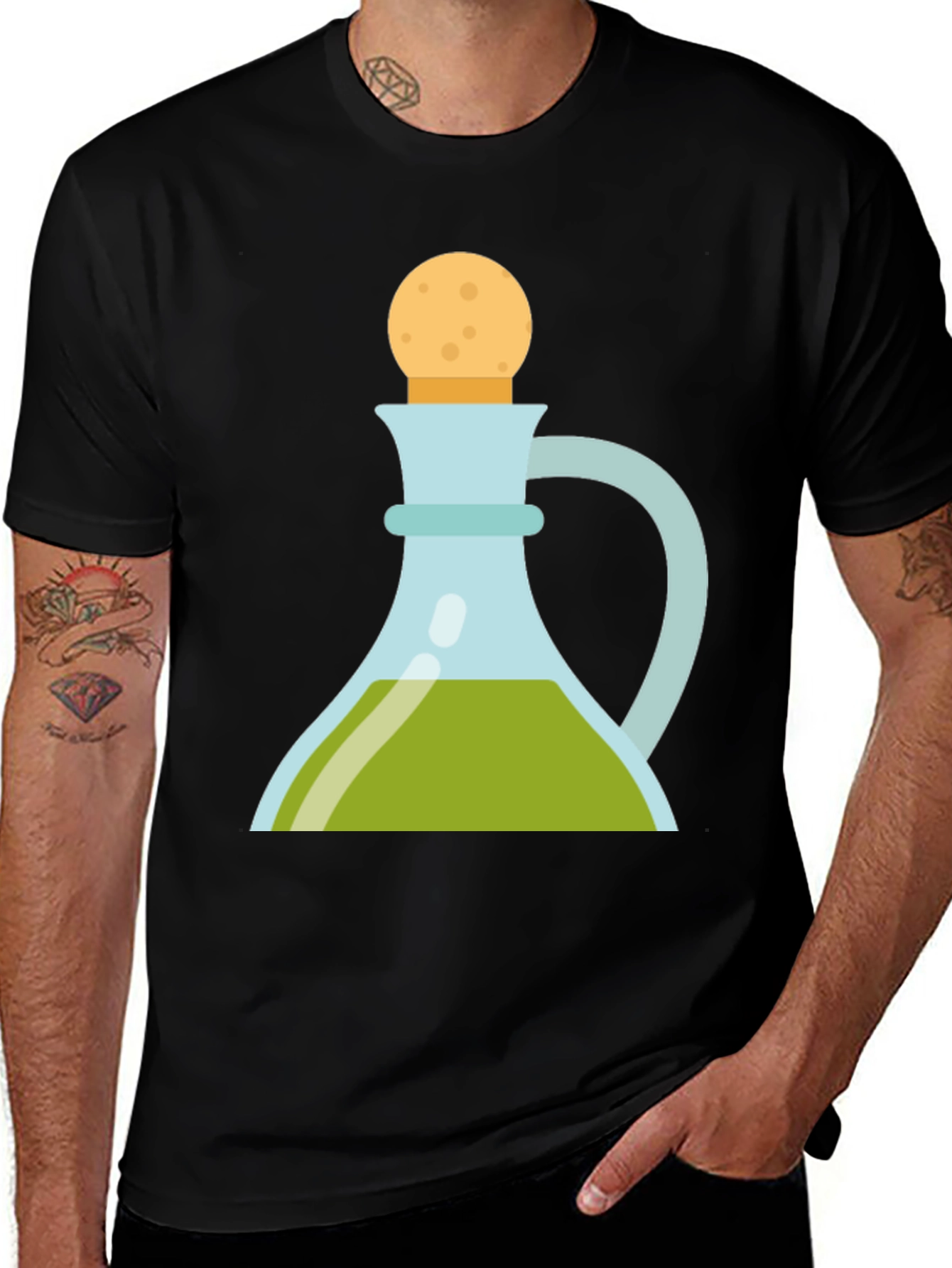 Variant 12 of Olive Oil Carafe Graphic Tee - Soft Cotton Blend Shirt