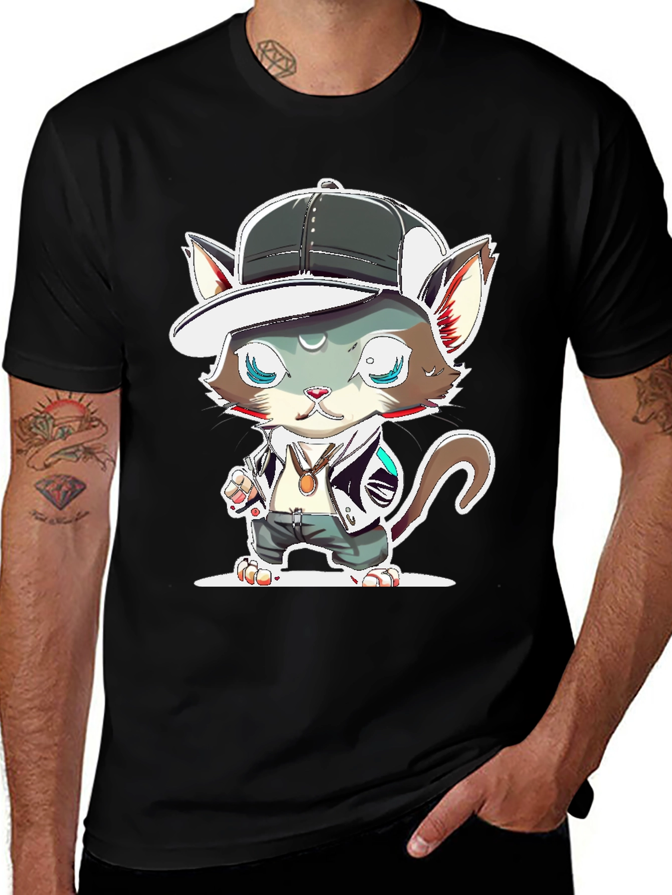Variant 26 of Cool Cat T-Shirt - Cartoon Hipster Style
