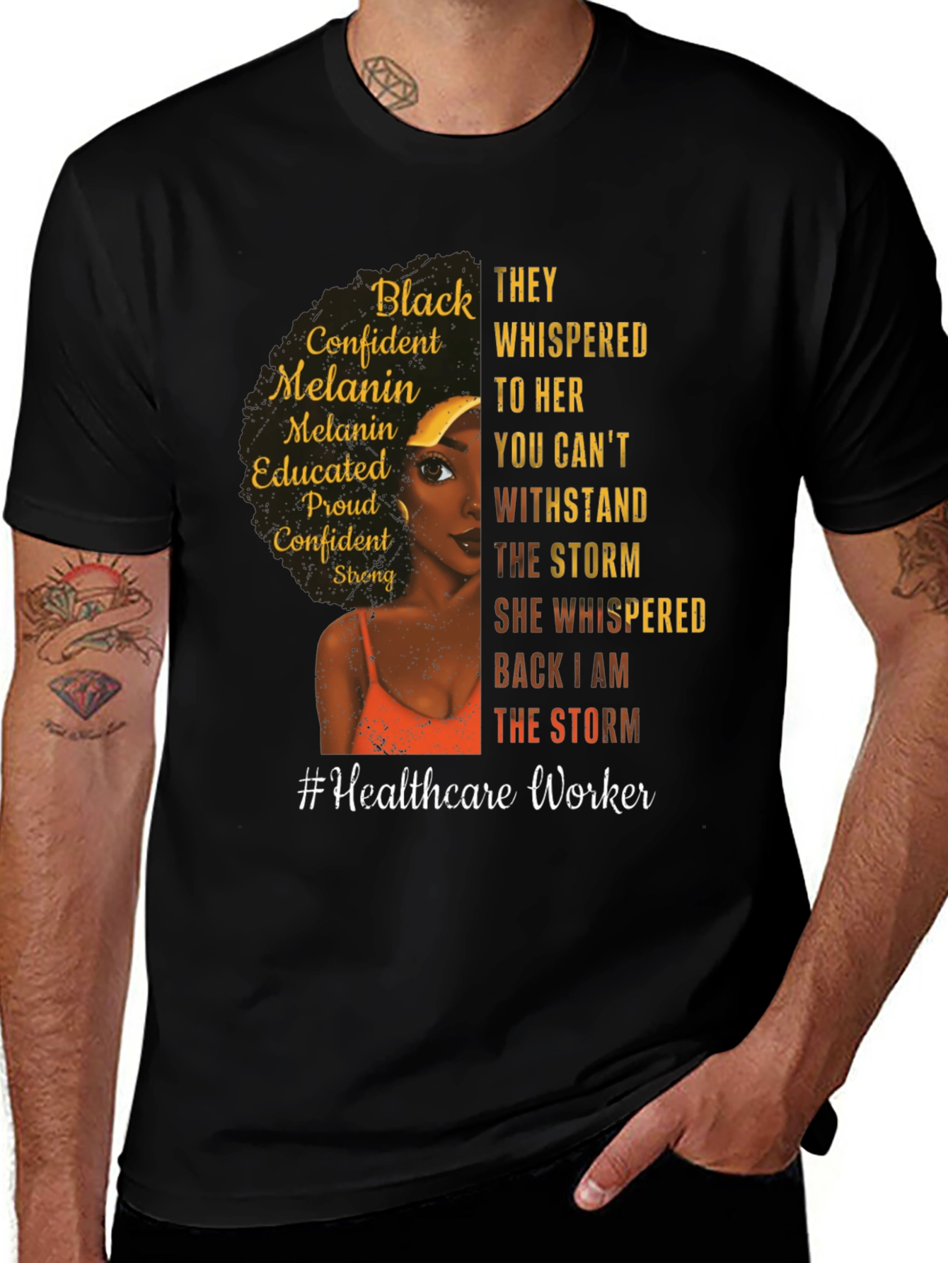 Variant 23 of Healthcare Worker T-Shirt: Black Melanin Magic