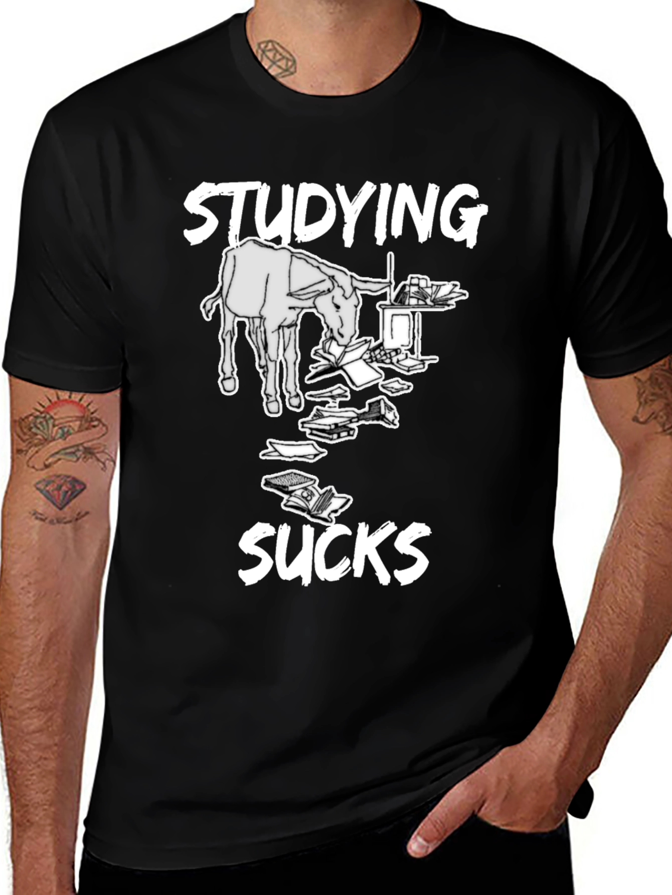 Variant 24 of Studying Sucks T-Shirt - Novelty Donkey Design