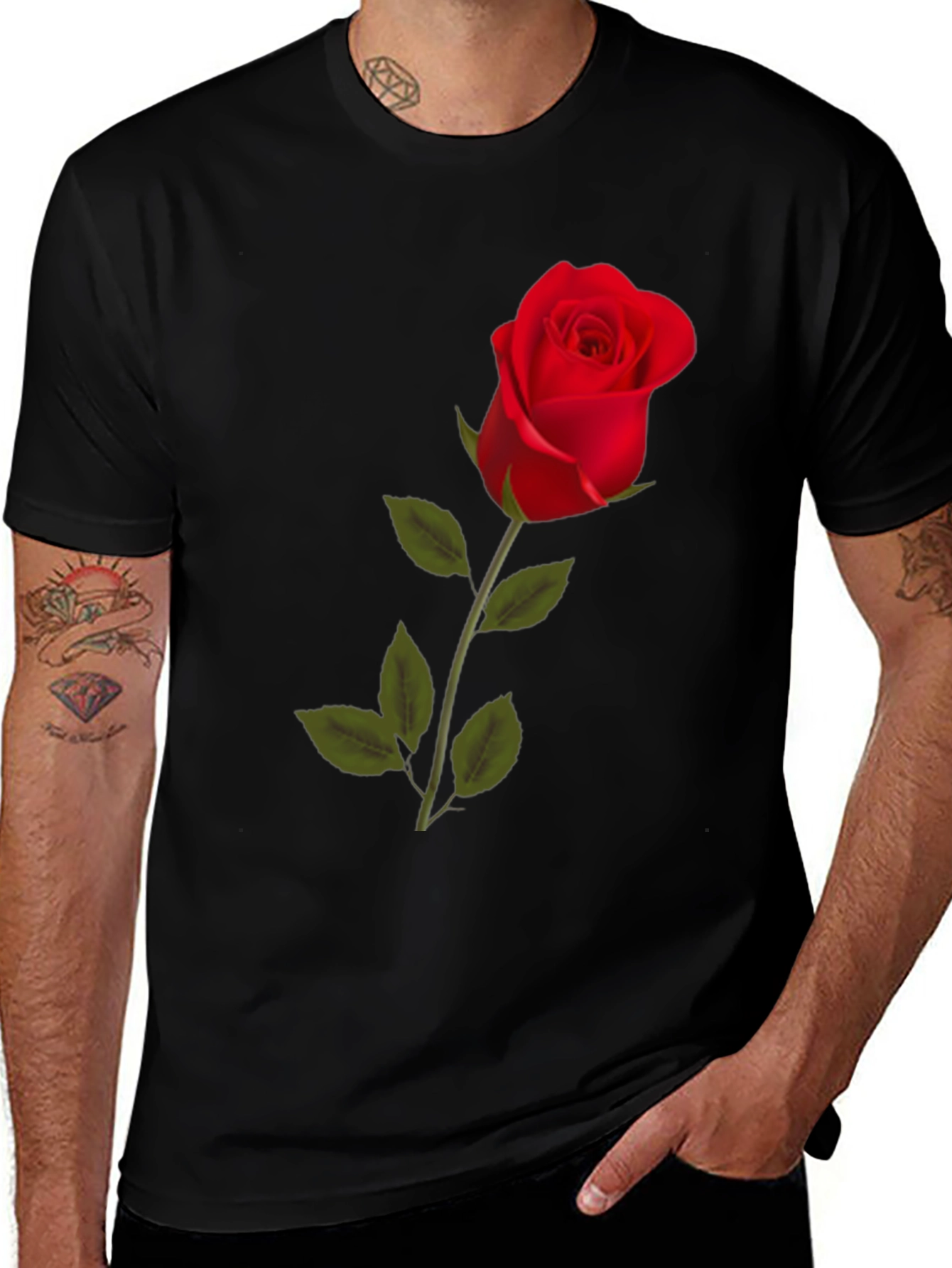 Variant 16 of Rose Graphic T-Shirt | Classic Black Tee