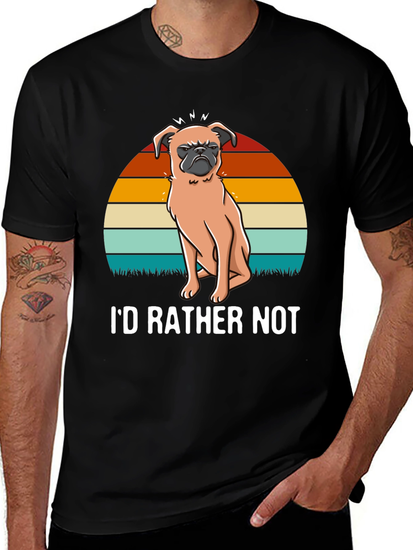 Variant 26 of I'd Rather Not Pug T-Shirt - Funny Dog Graphic Tee