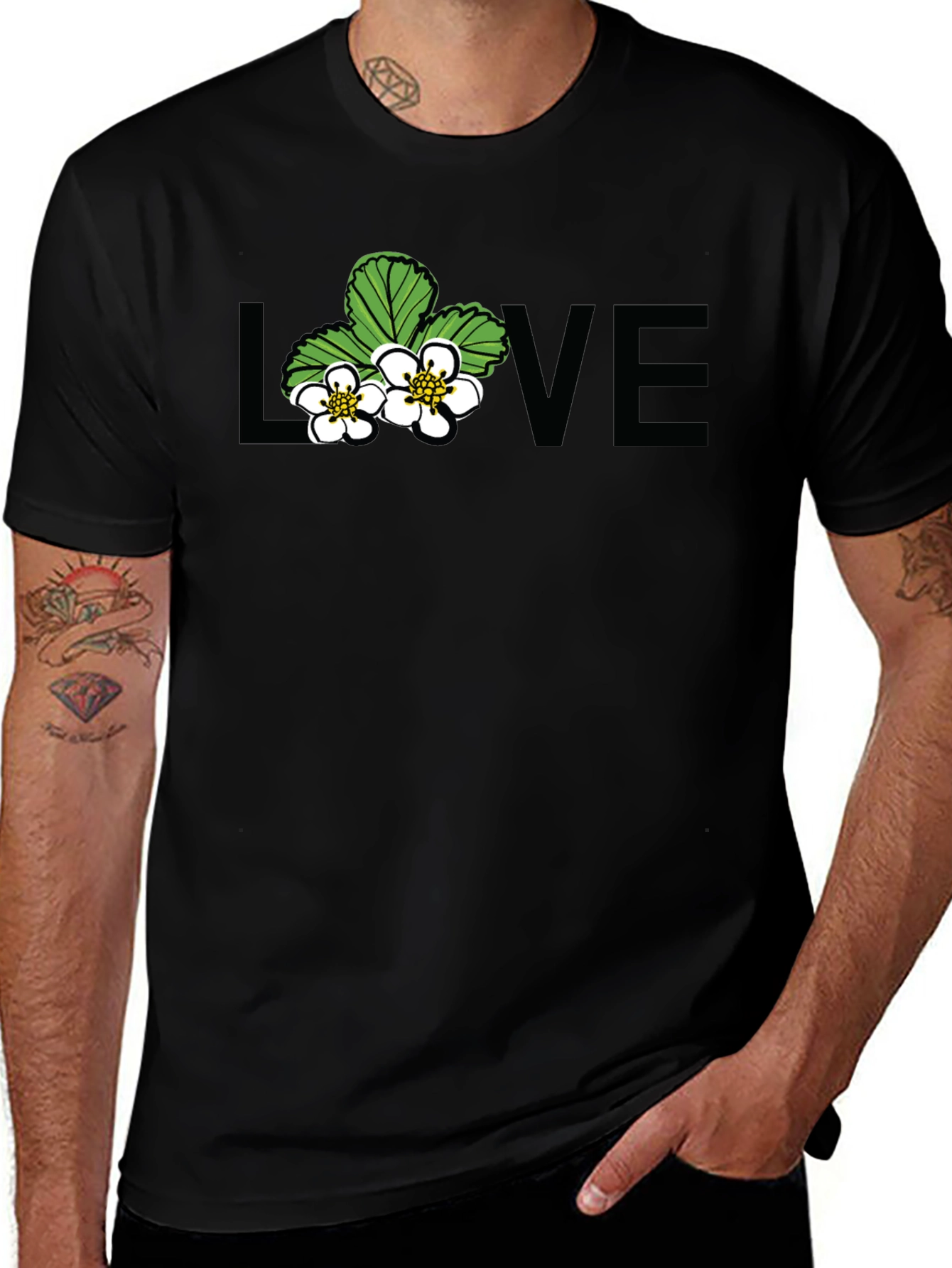 Variant 23 of Floral Love Graphic Black T-Shirt
