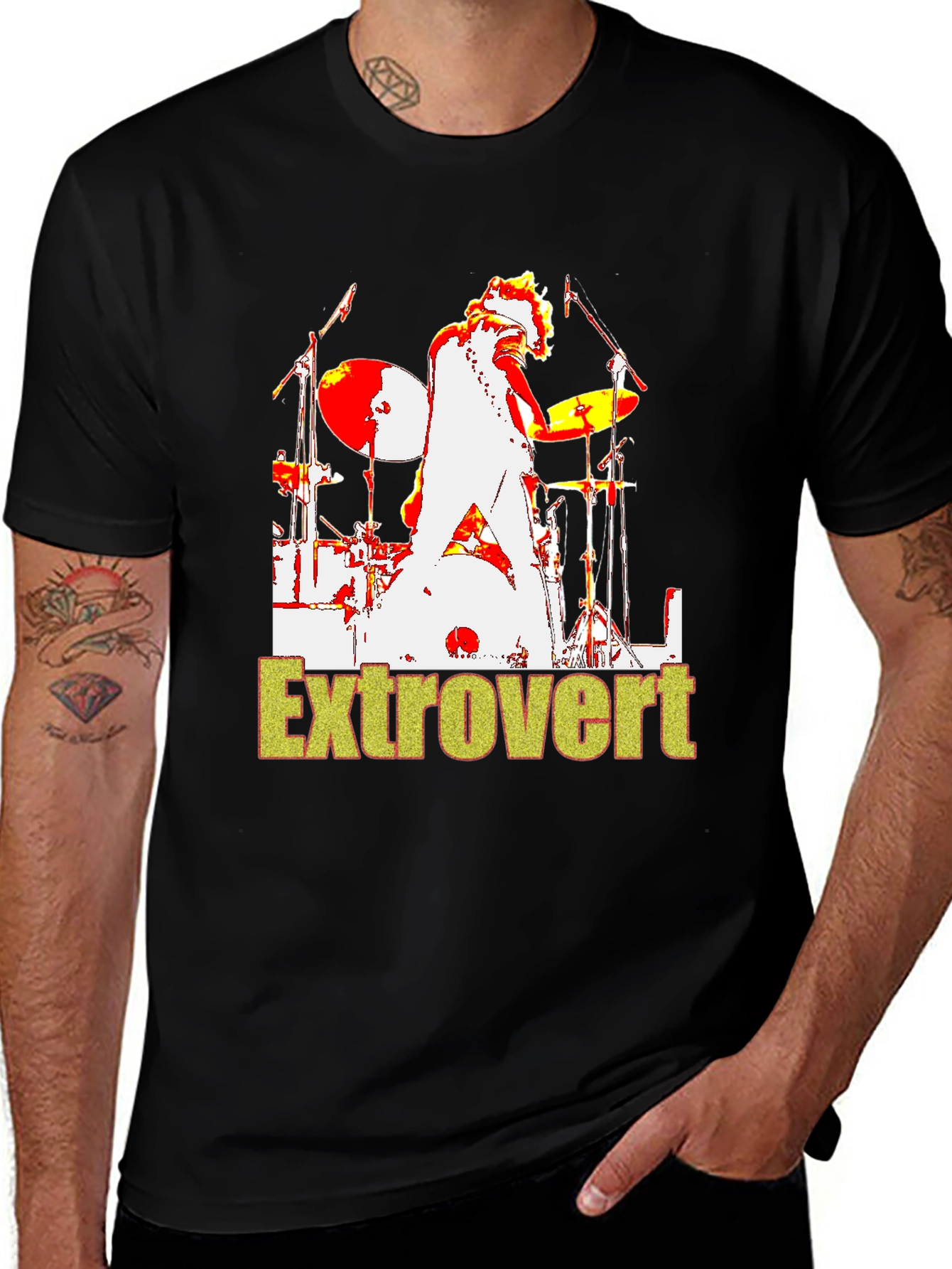Variant 26 of Extrovert Drummer T-Shirt - Music Lover Tee