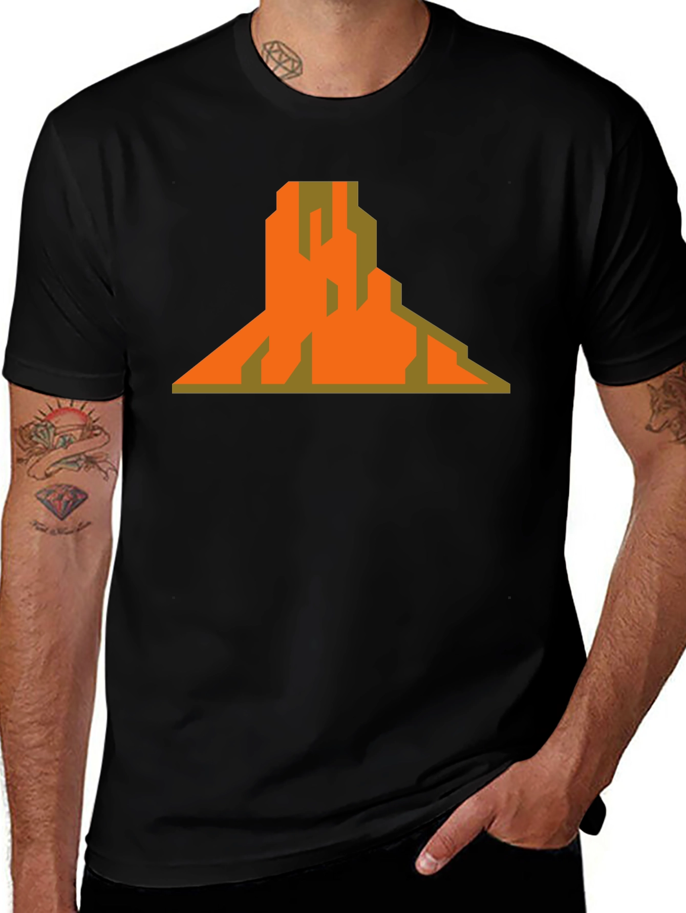 Variant 24 of Retro Mountain Graphic Tee - Classic Black T-Shirt