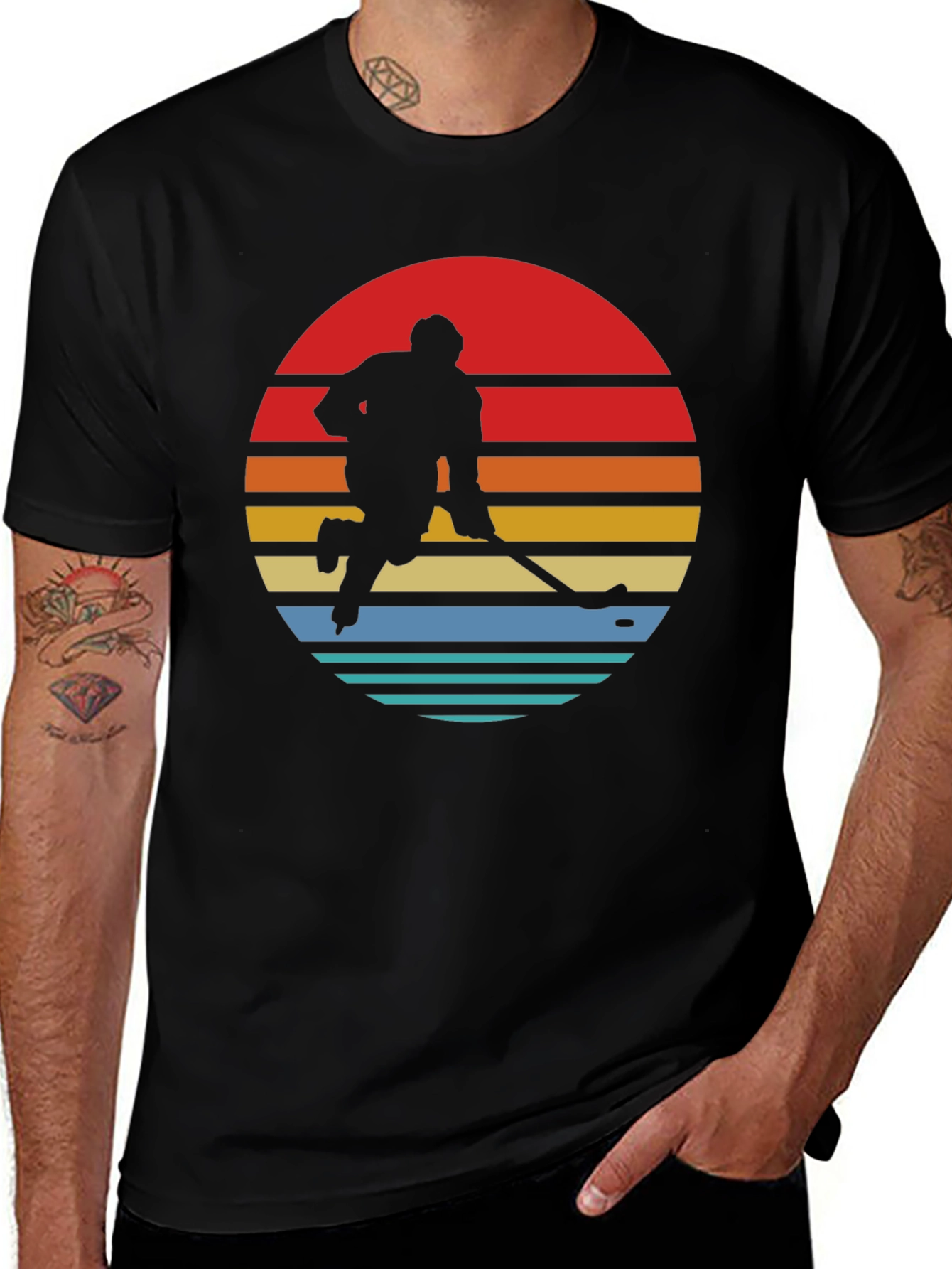 Variant 9 of Retro Hockey Player Graphic T-Shirt