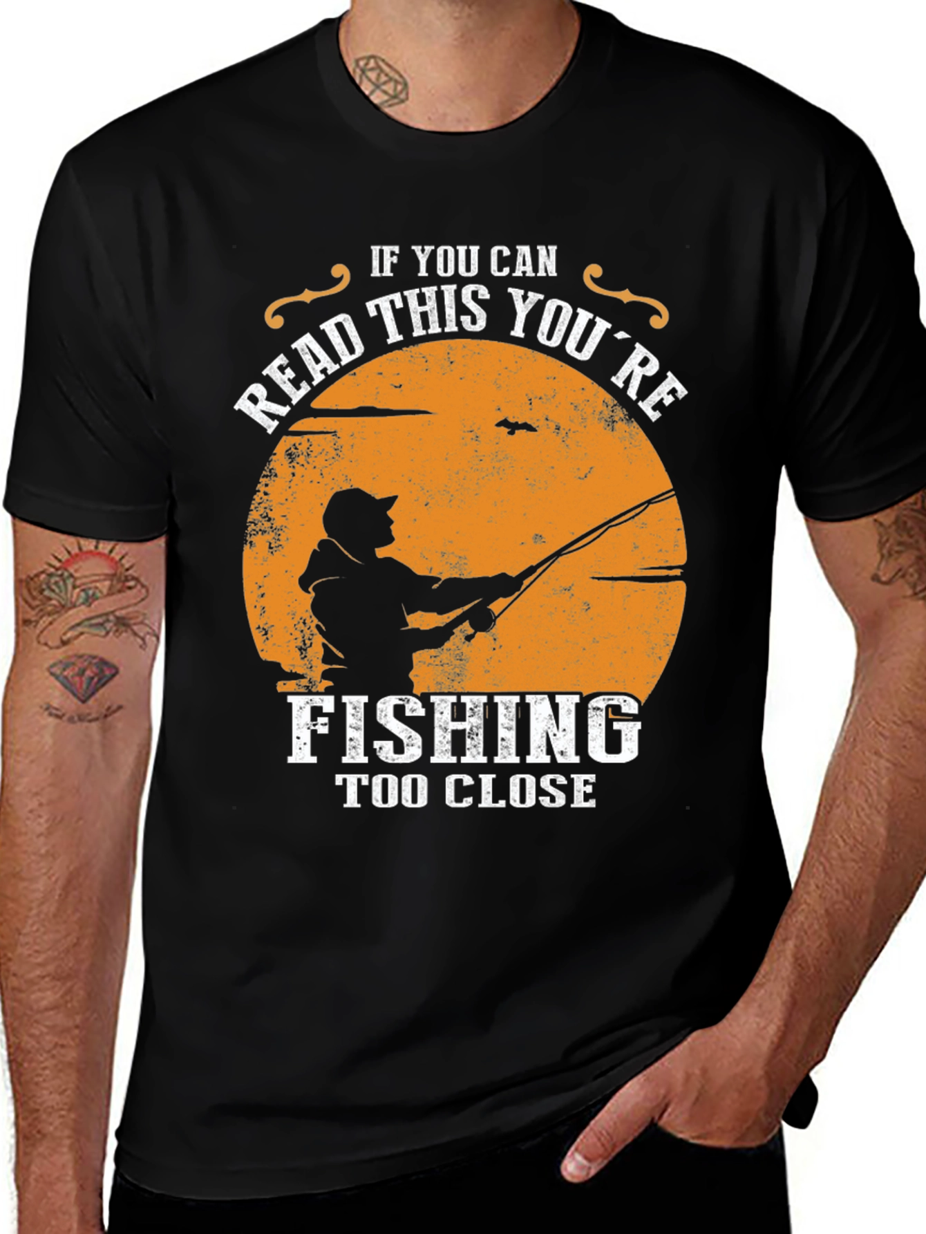 Variant 20 of Fishing Humor Graphic T-Shirt - Read This You're Fishing Too Close