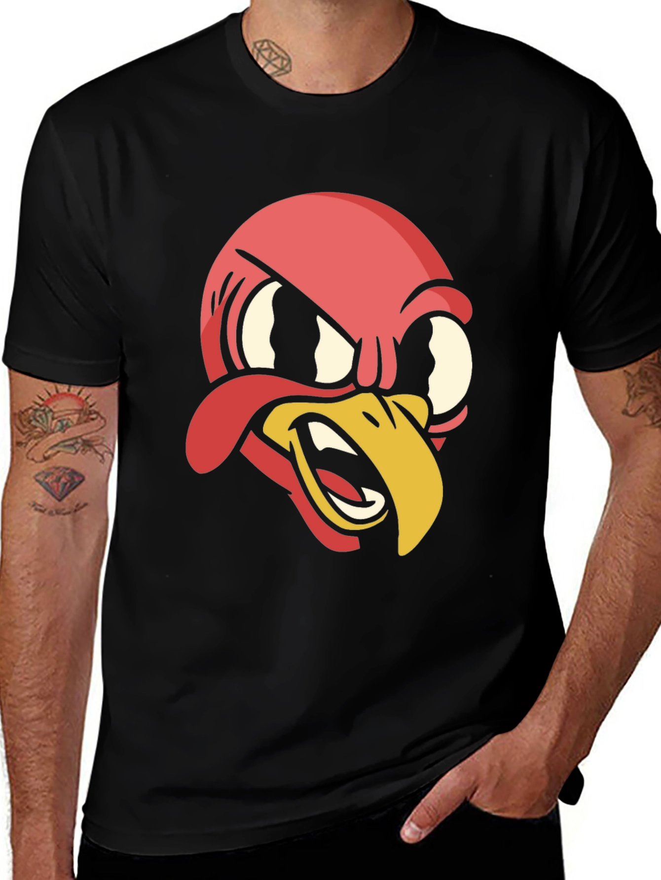 Variant 30 of Cartoon Turkey Graphic Tee - Black