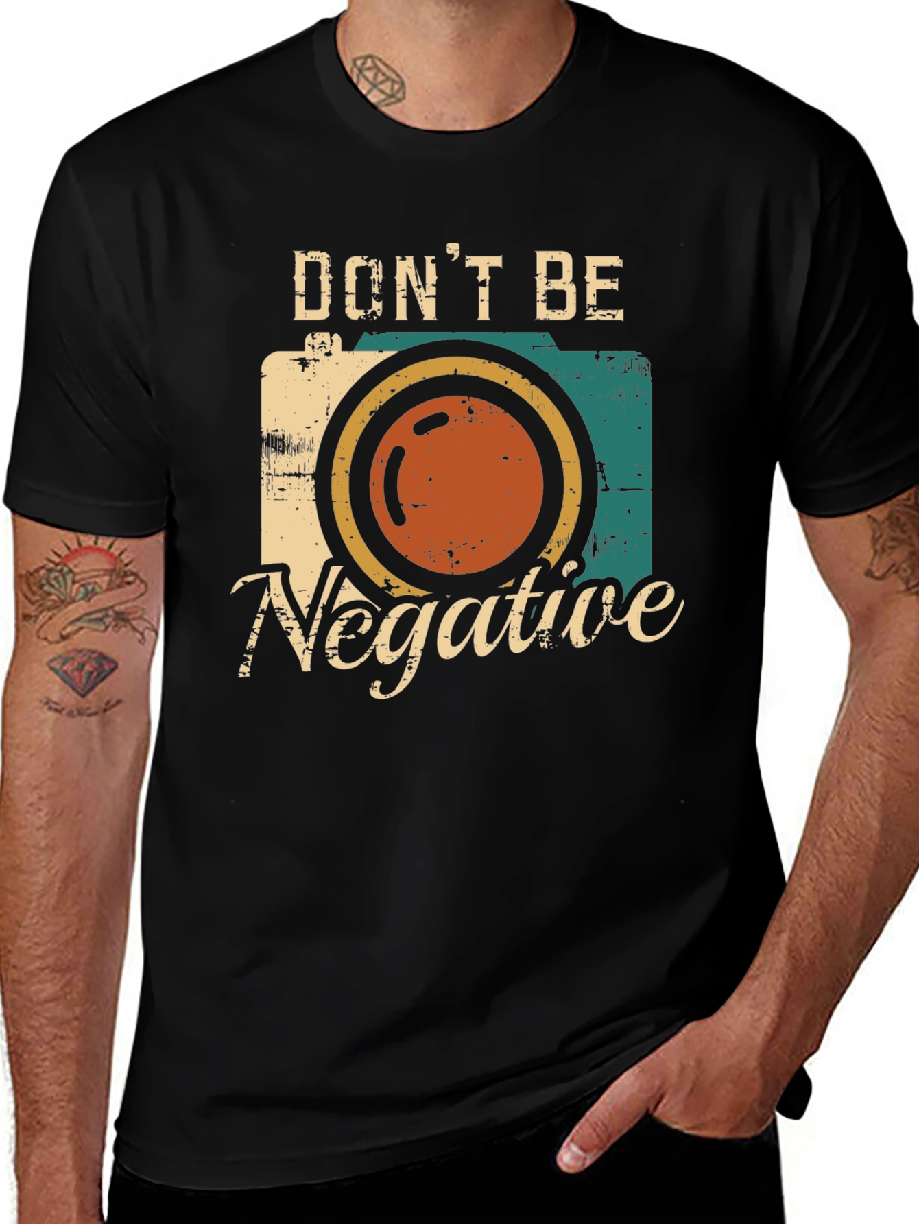 Variant 19 of Don't Be Negative Retro Camera Graphic T-Shirt