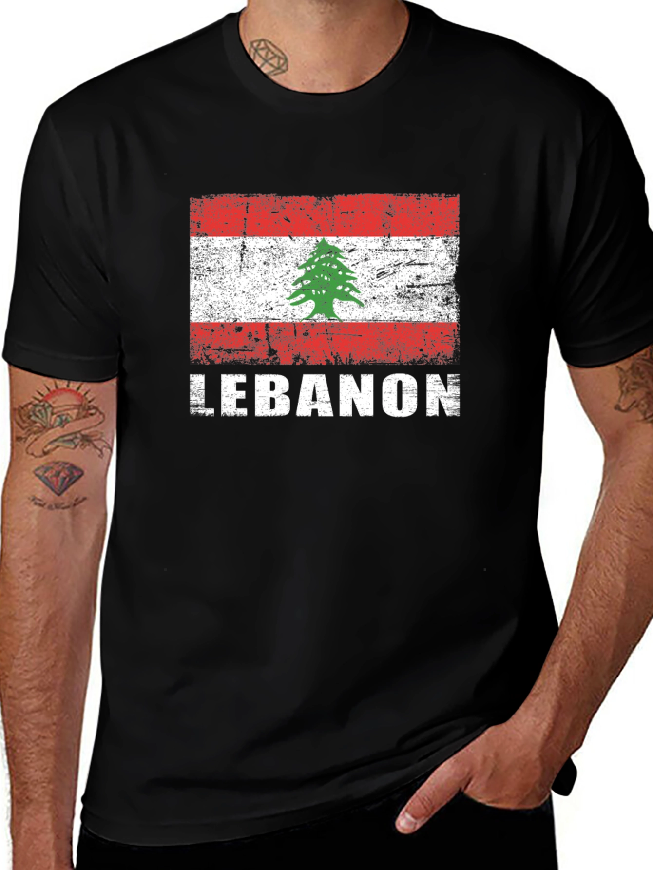 Lebanon Flag T-Shirt - Distressed Graphic Tee