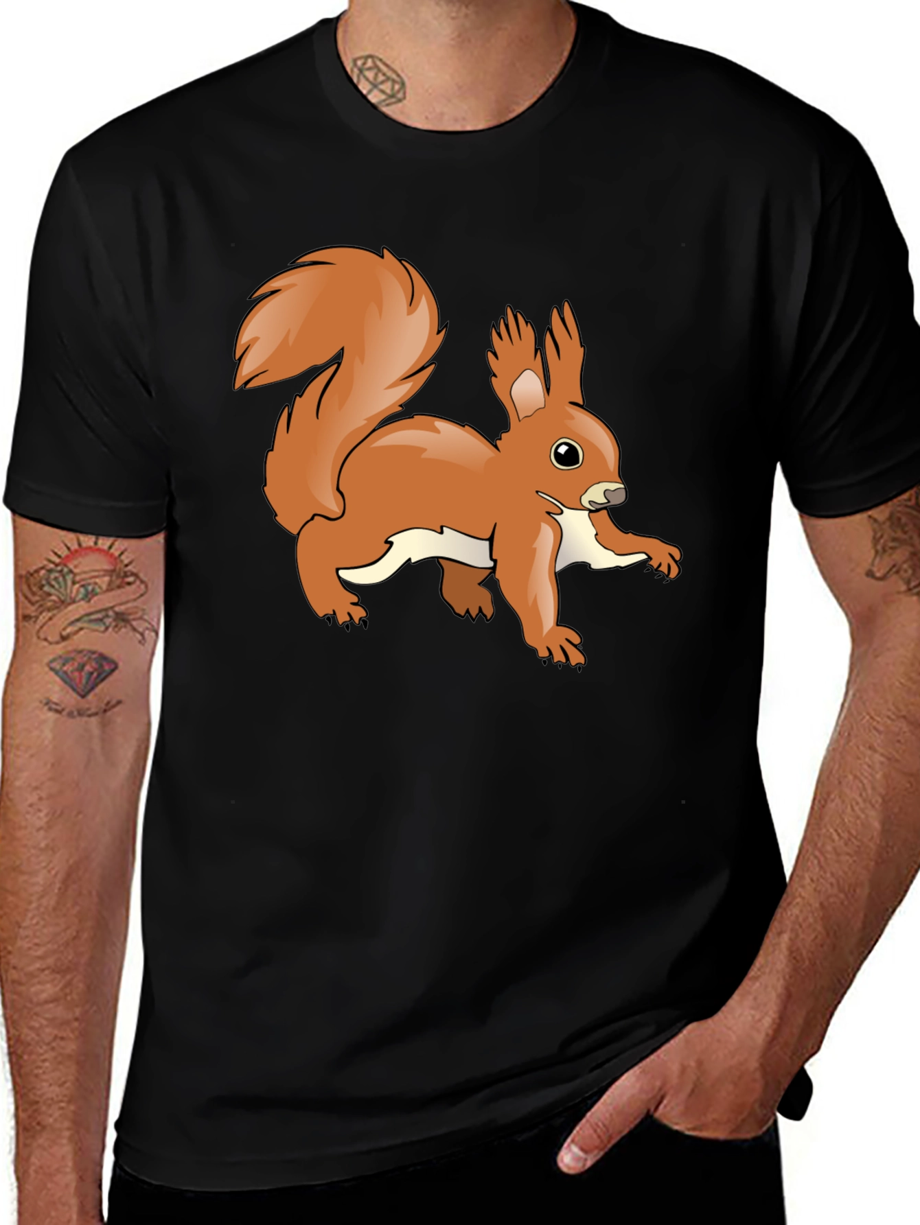 Variant 30 of Cute Squirrel Graphic Black T-Shirt