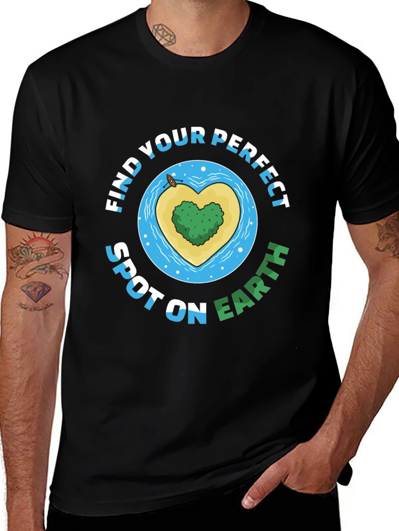Find Your Perfect Spot Earth T-Shirt - Island Heart Design