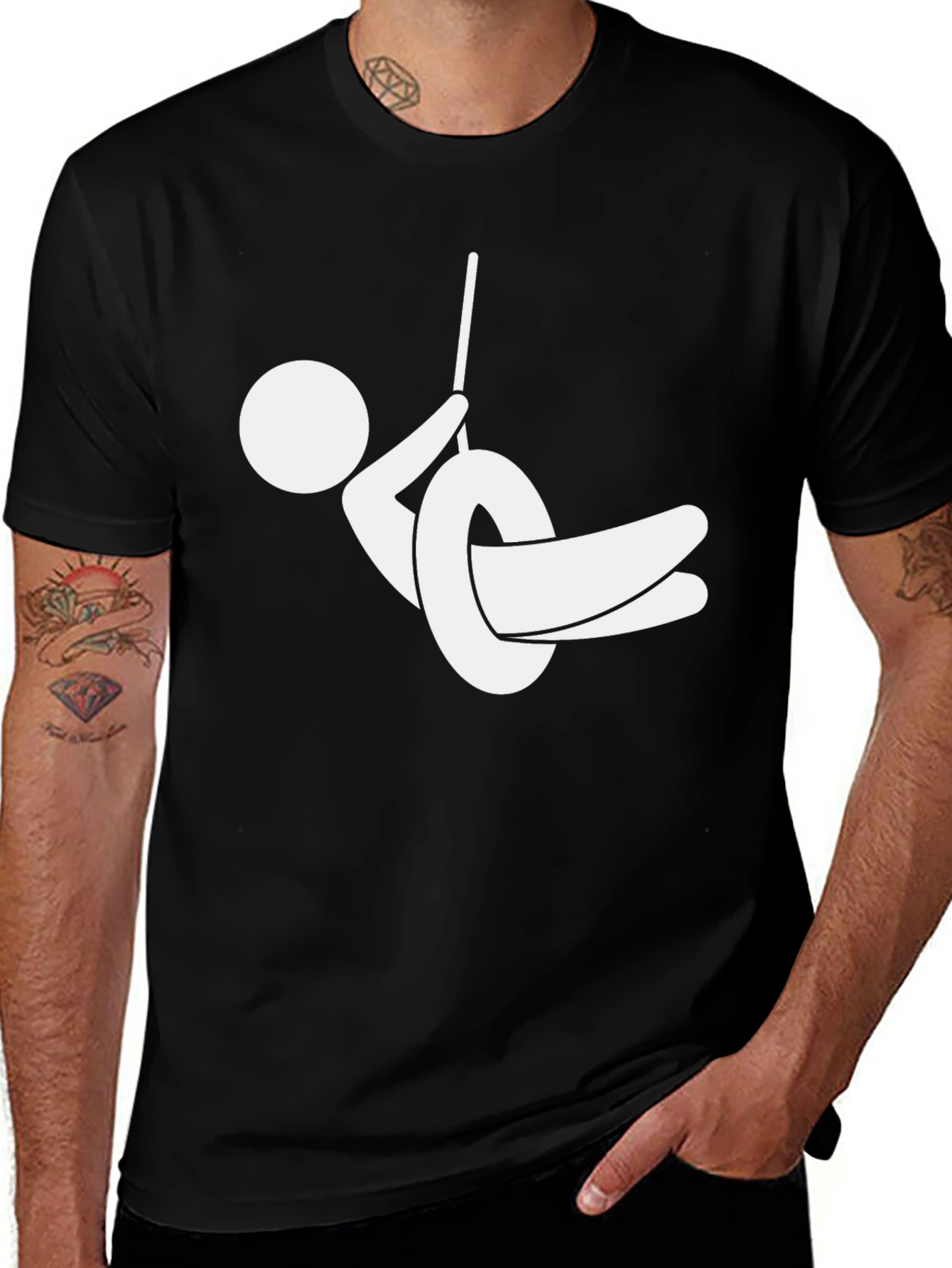 Variant 17 of Stick Figure Tire Swing Graphic Tee - Black